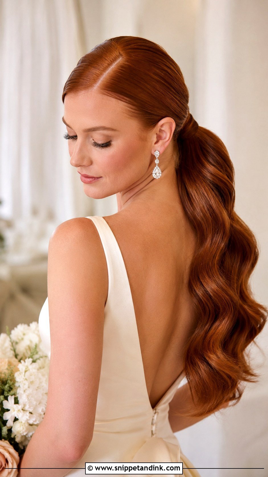 Long Hollywood Wave Ponytail Wedding Hairstyle - Snippet and Ink - 15 Long Ponytail Wedding Hairstyles
