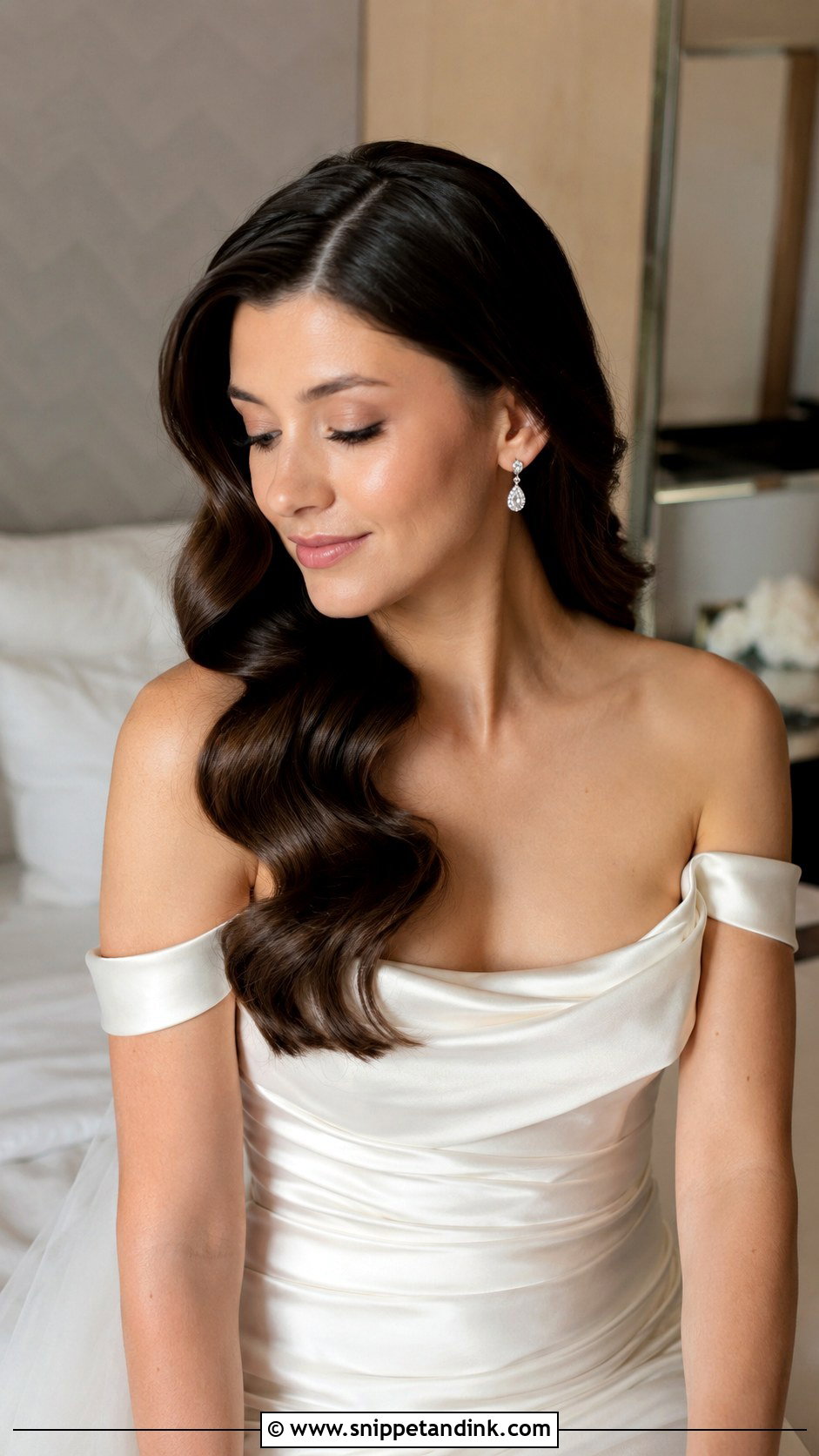 Long Hollywood Waves for the Bride - Snippet and Ink - 20 Wedding Hair Long Down Ideas
