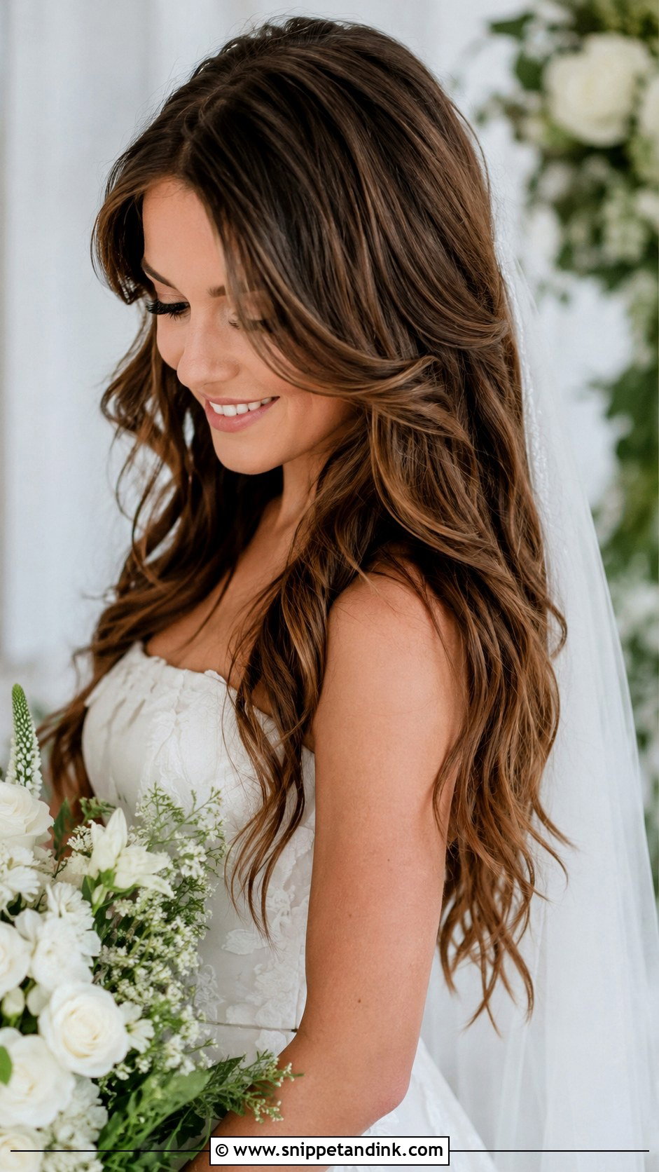 Long Layered Bridal Hair Down - Snippet and Ink - 30 Bride Hair Down Ideas