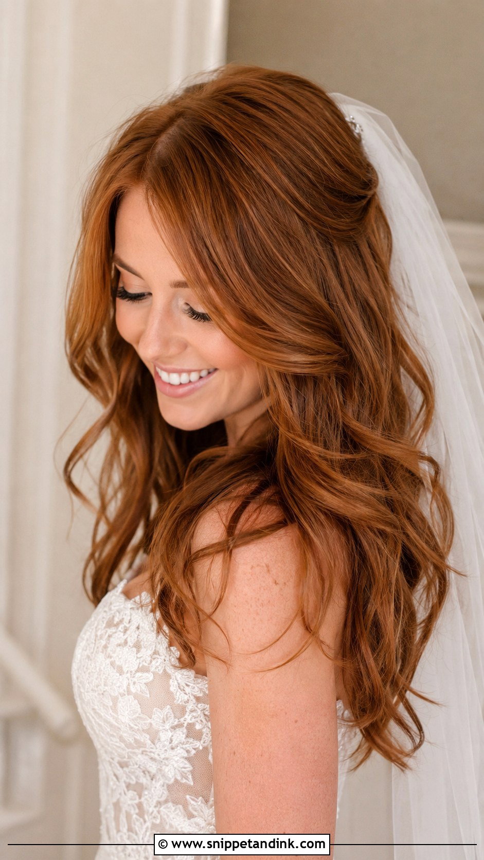 Long Layered Hair With a Veil - Snippet and Ink - 25 Veil Hair Down Ideas