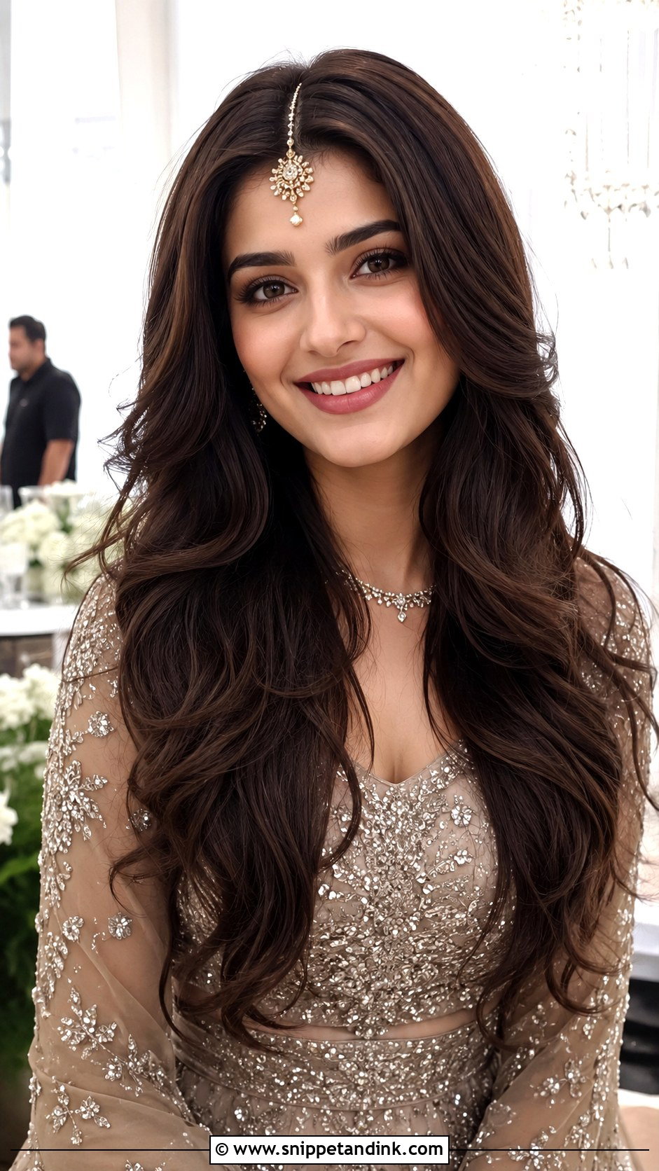 Long Layered Open Hair - Snippet and Ink - 25 Indian Bridal Wedding Hairstyles