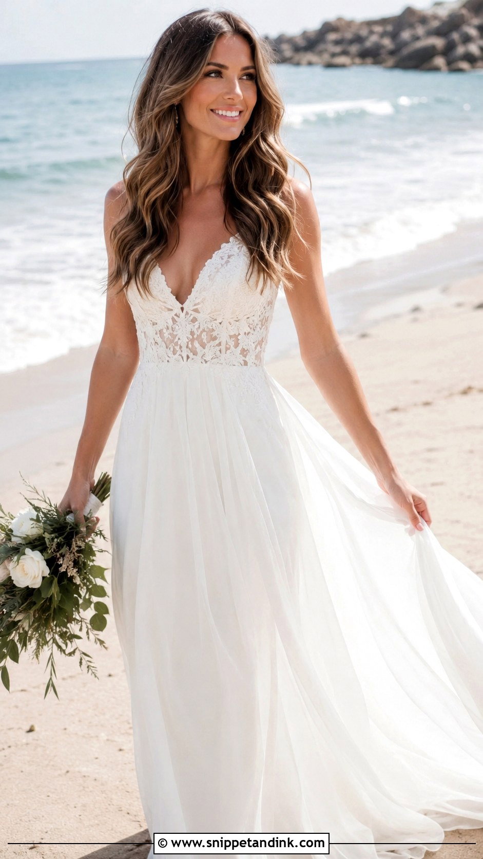 Long Layered Waves - Snippet and Ink - 35 Bridal Hair Ideas