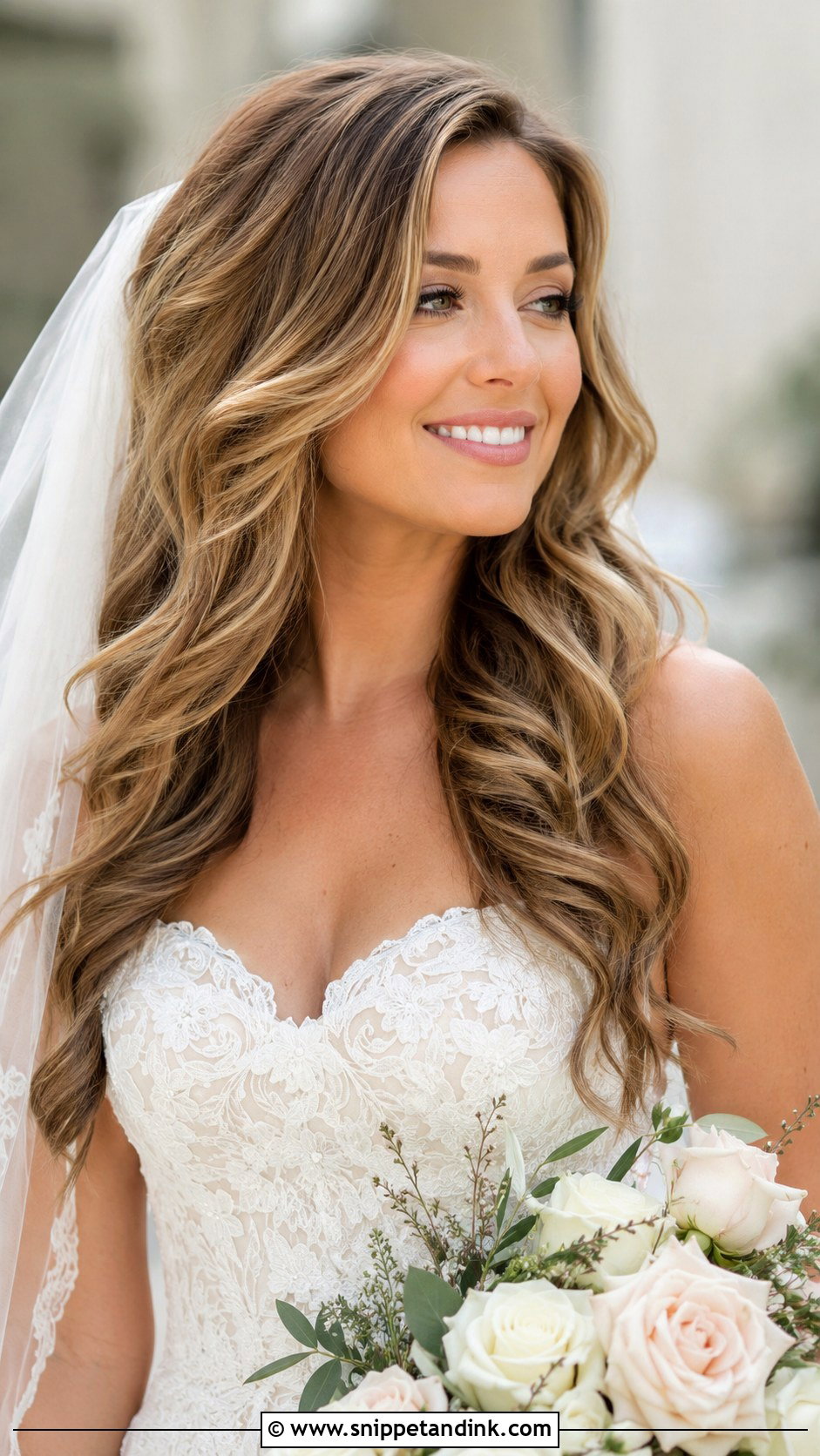 Long Layered Waves Wedding Hairstyle - Snippet and Ink - 30 Wedding Hairstyles Down