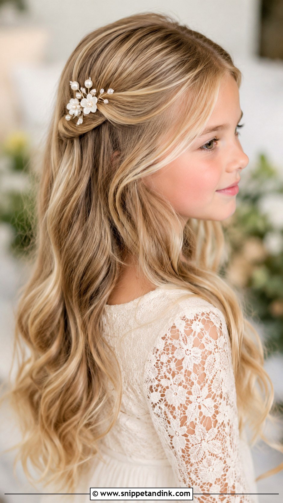 Long Layered Waves With Clip - Snippet and Ink - 30 Kids Hairstyles for Wedding