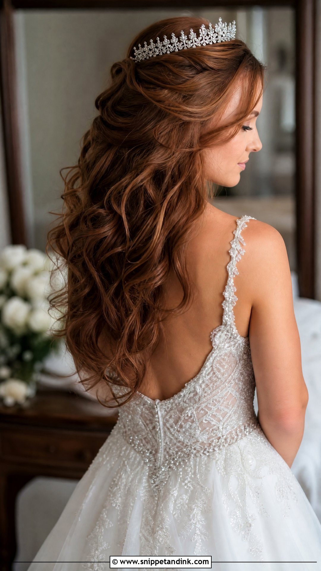 Long Layered Waves With Crown - Snippet and Ink - 20 Wedding Crown Hairstyles