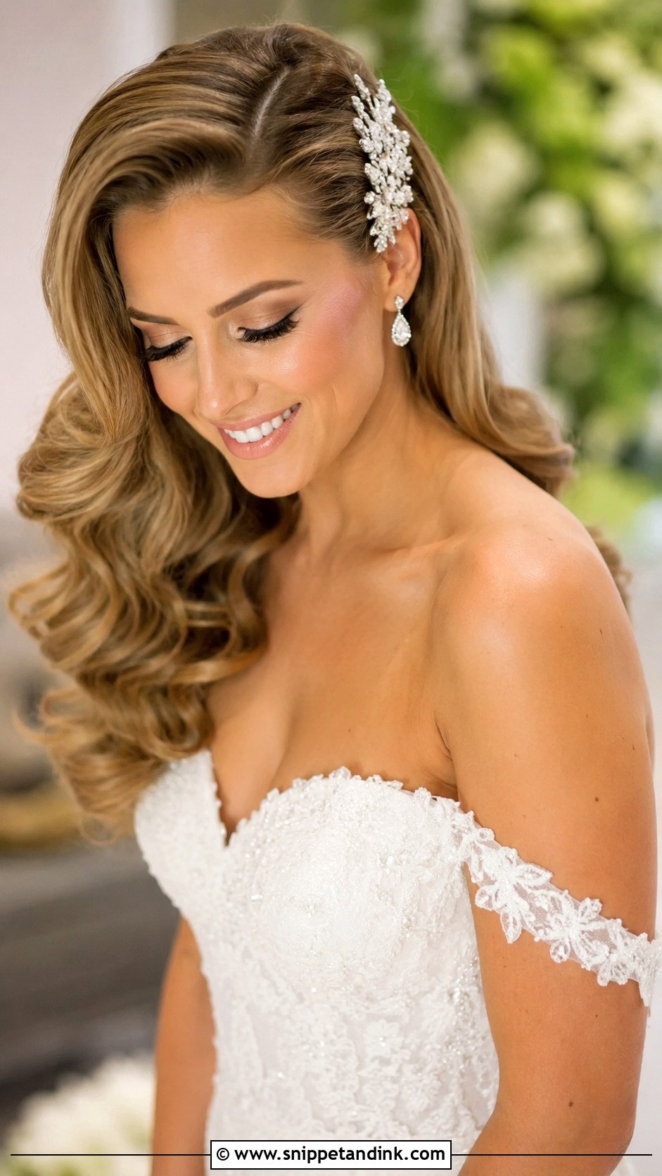 Long Layered Waves With Deep Side Part - Snippet and Ink - 25 Natural Wedding Hairstyles