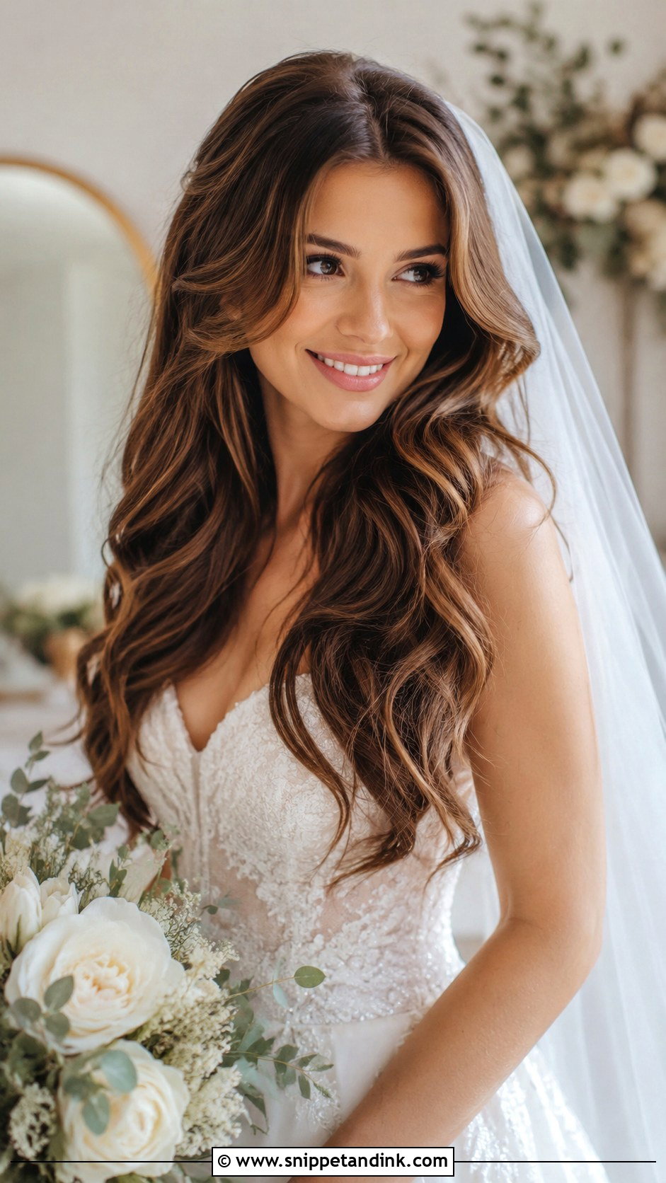 Long Layered Waves for Wedding - Snippet and Ink - 20 Wedding Day Hair Down Ideas