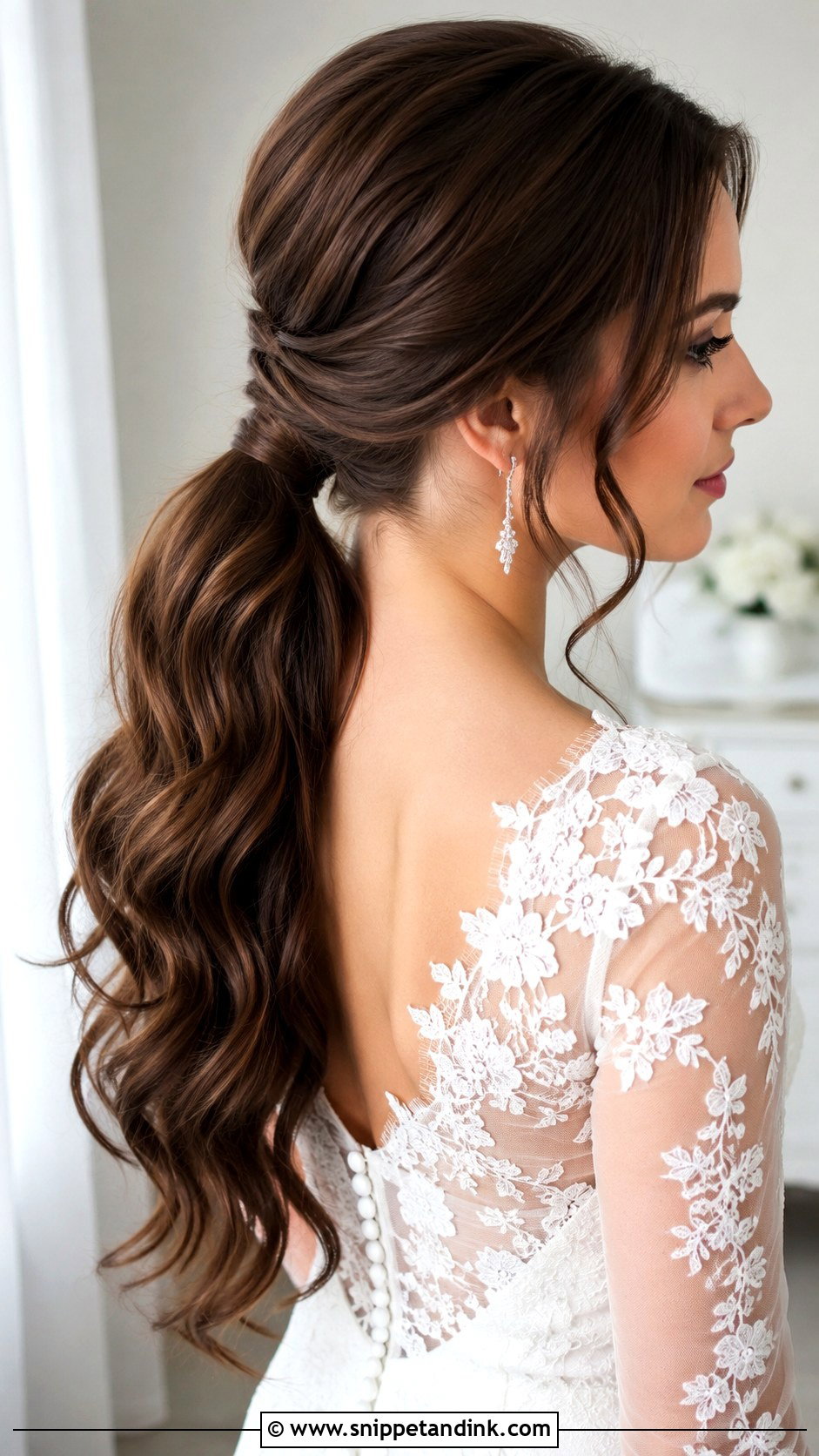 Long Low Ponytail Wedding Hairstyle - Snippet and Ink - 15 Long Ponytail Wedding Hairstyles