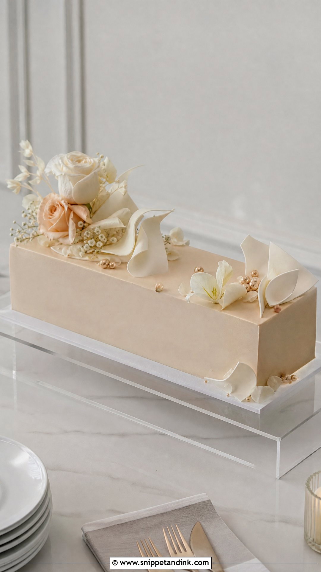 Long Modern Wedding Cake - Snippet and Ink - 20 Long Wedding Cake Ideas