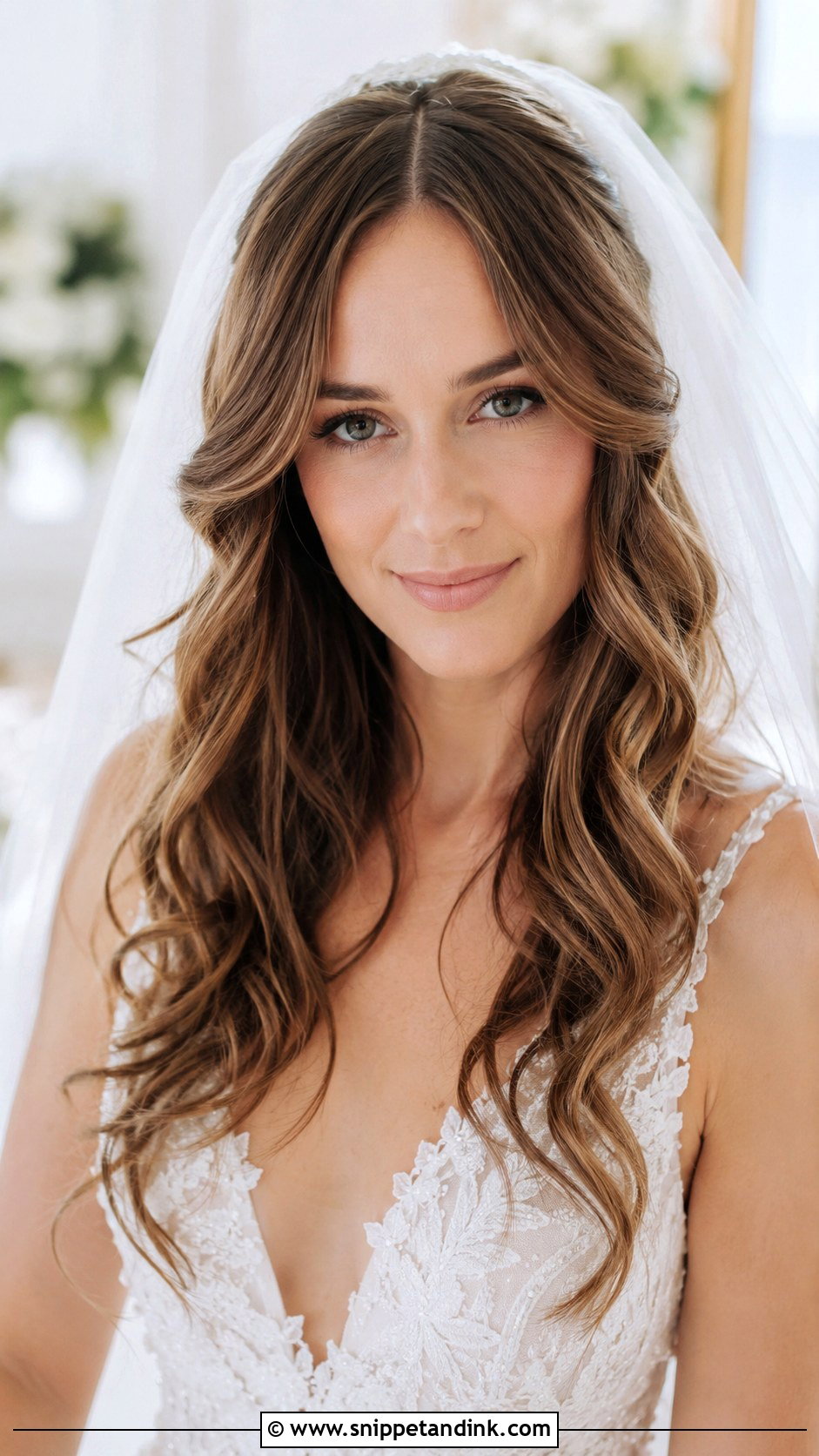 Long Open Hair With Curtain Bangs - Snippet and Ink - 20 Bride with Open Hair Ideas