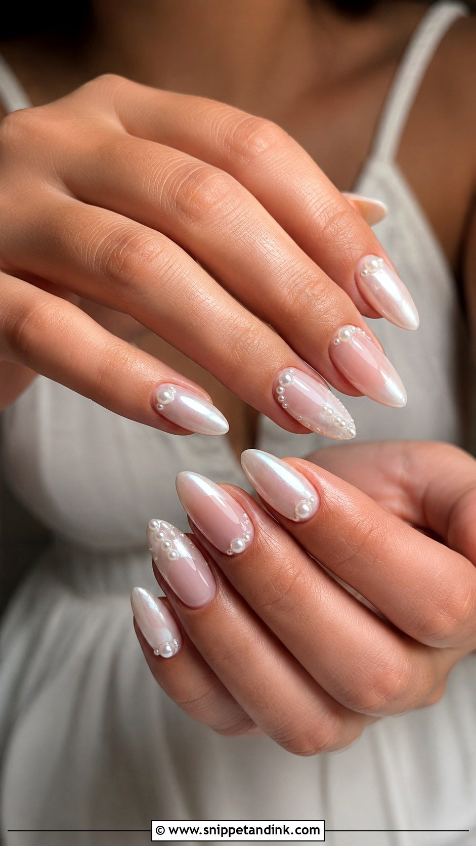 Long Pearl Wedding Nails - Snippet and Ink - 20 Long Wedding Nails