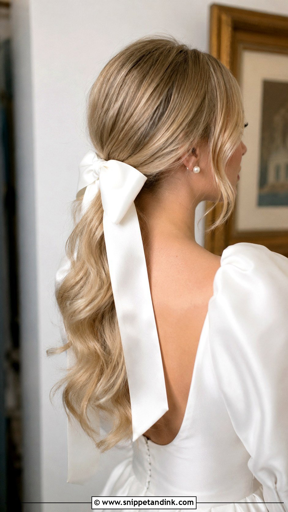 Long Ponytail Wedding Hairstyle With Bow - Snippet and Ink - 15 Long Ponytail Wedding Hairstyles