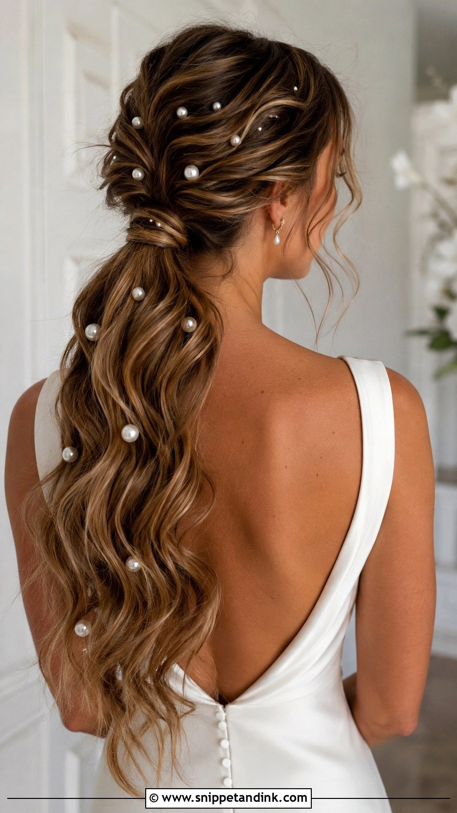 Long Ponytail Wedding Hairstyle With Pearls - Snippet and Ink - 15 Long Ponytail Wedding Hairstyles