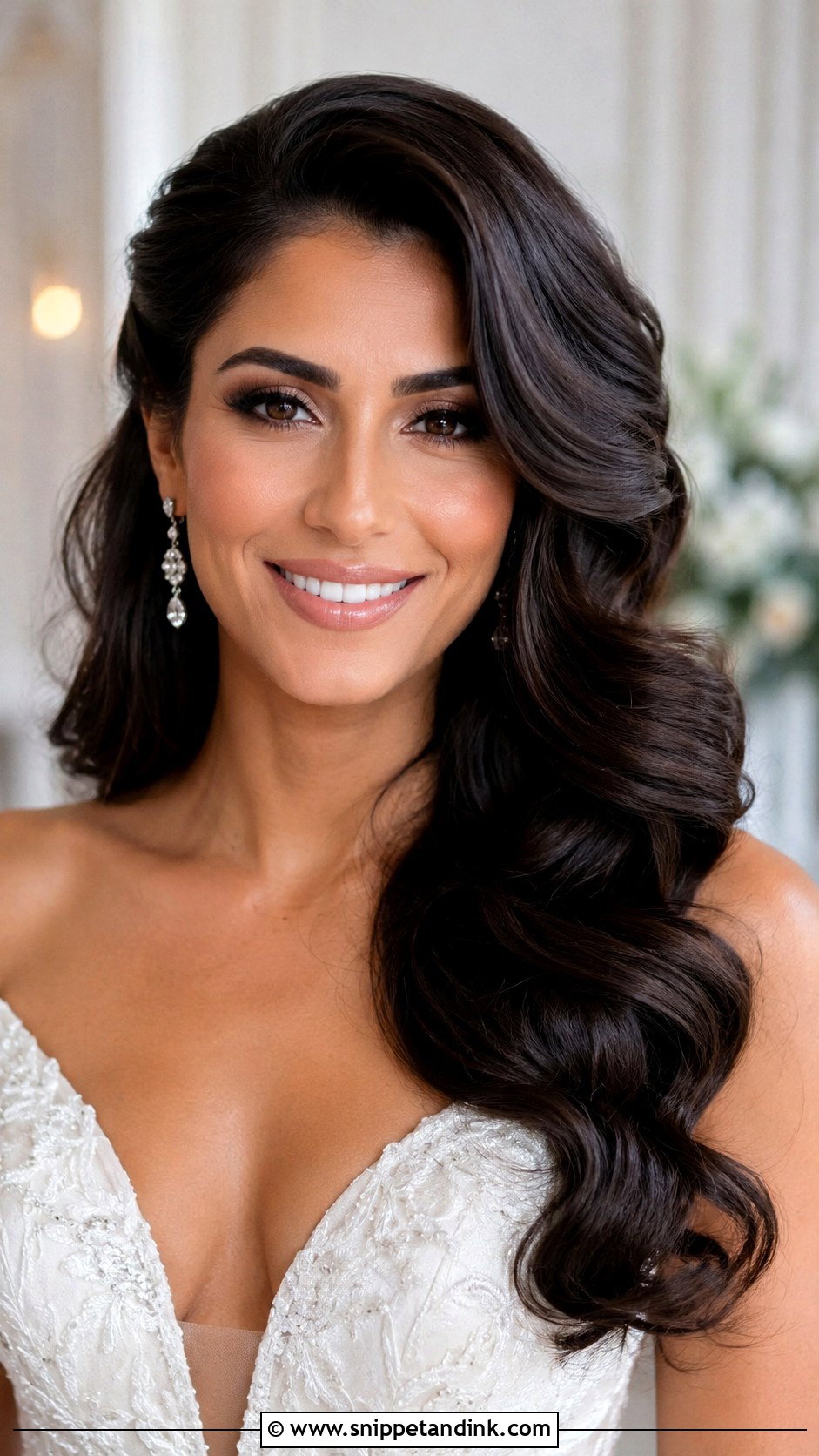 Long Side Swept Wedding Waves - Snippet and Ink - 15 Long Hair Wedding Waves