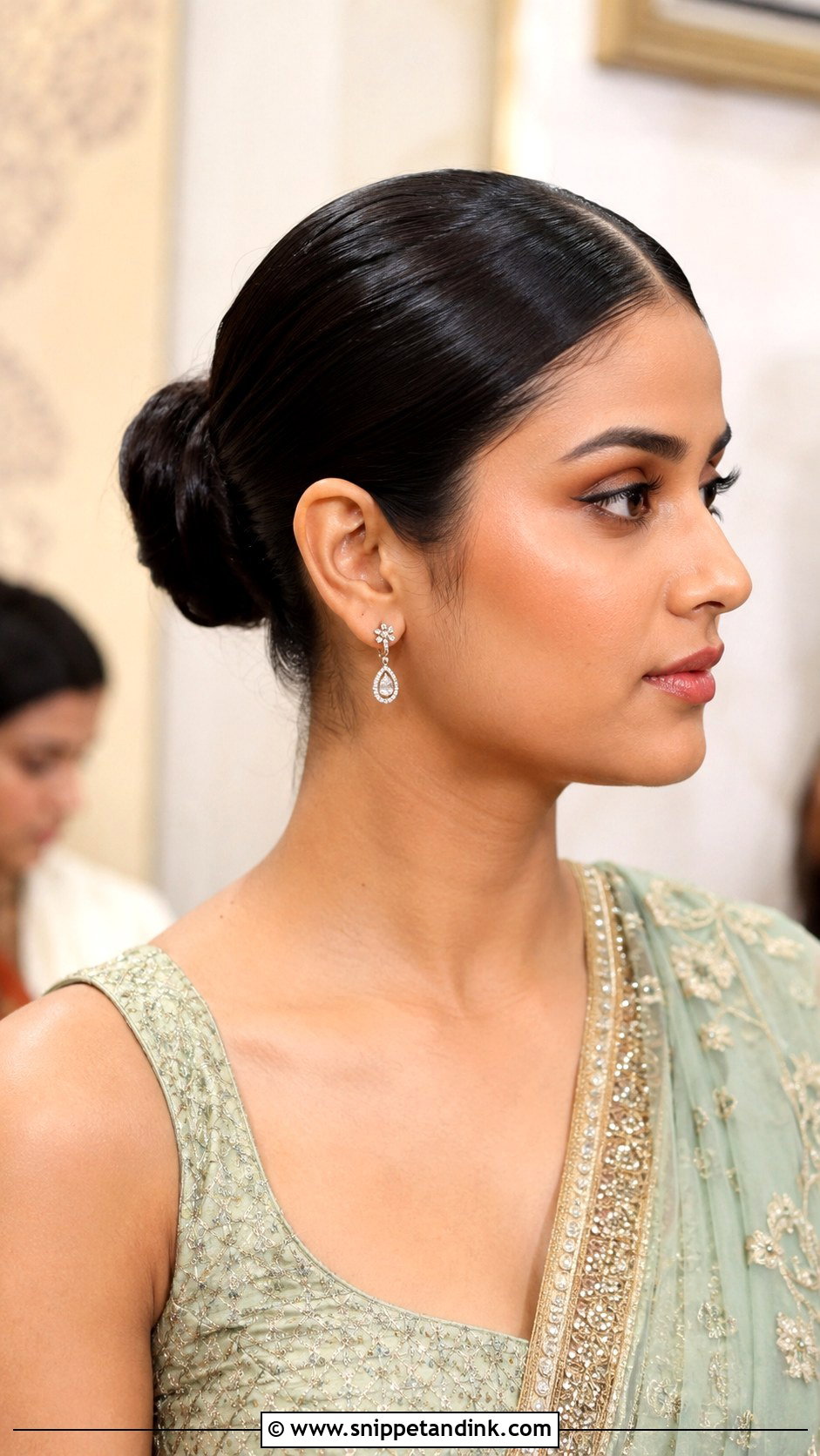 Long Sleek Bun Wedding Guest Hair - Snippet and Ink - 15 Long Hairstyles for a Wedding Guest