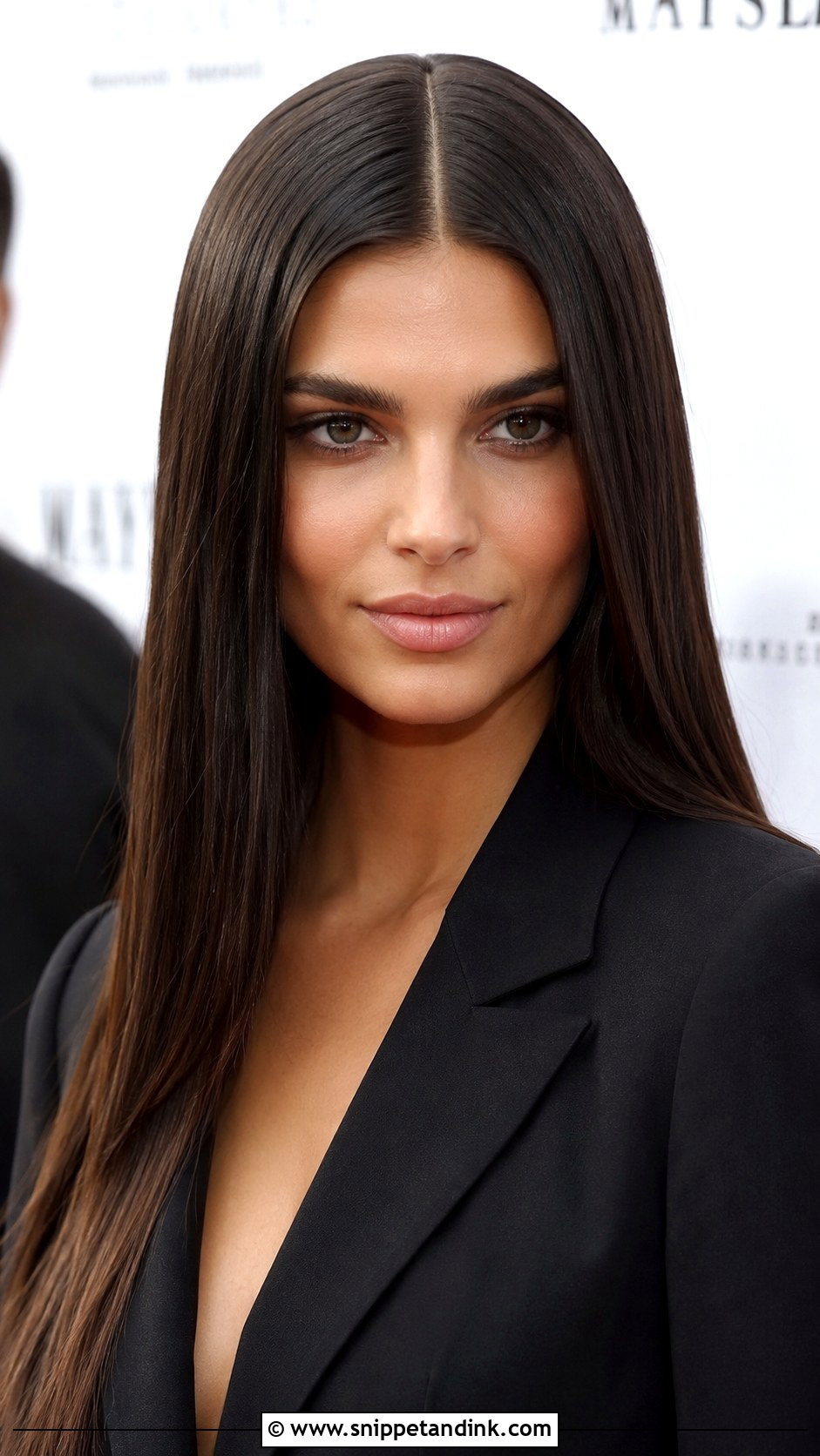 Long Sleek Hair With a Middle Part - Snippet and Ink - 25 Wedding Guest Hair Down Ideas