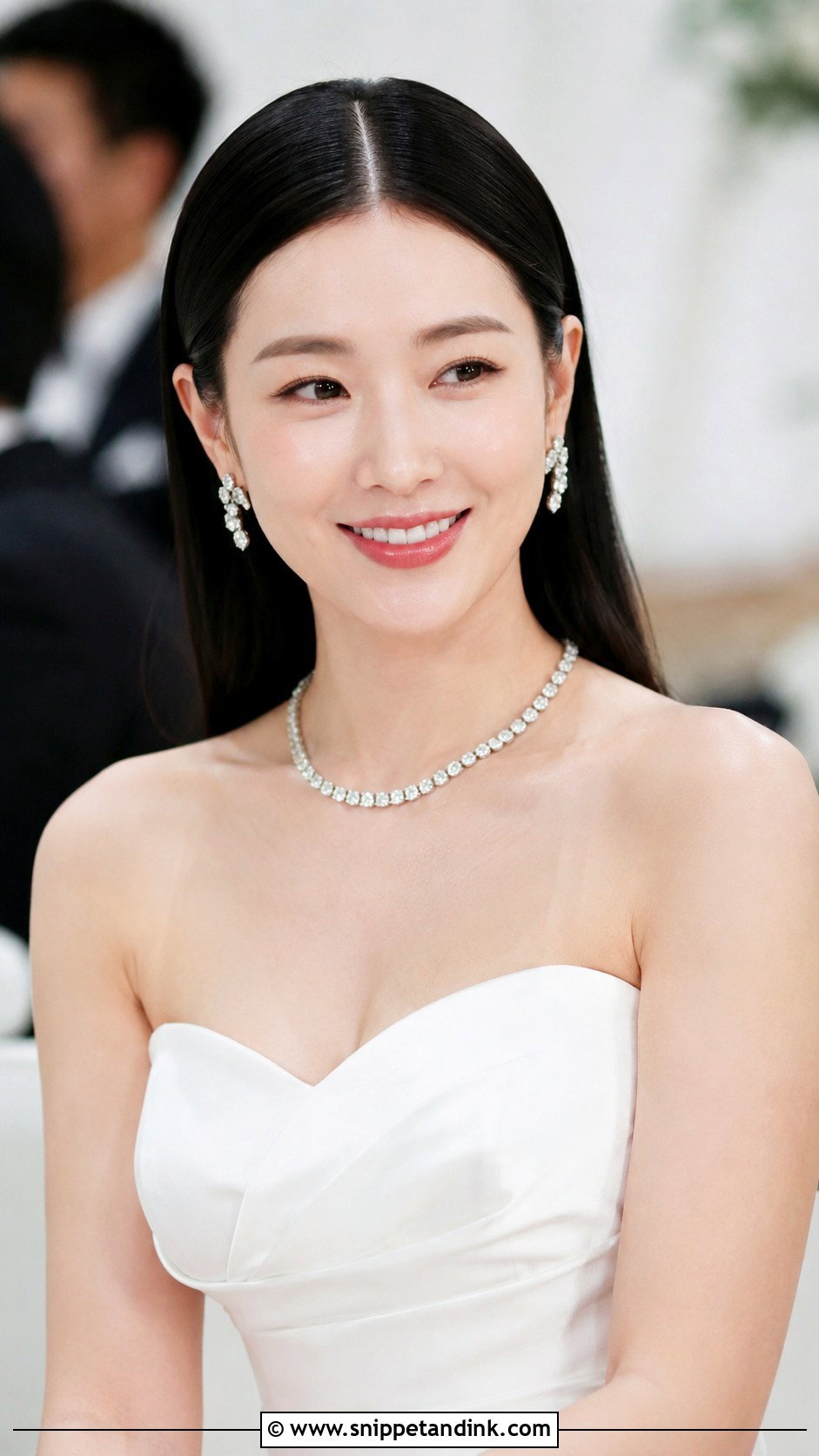 Long Sleek Hair with Center Part - Snippet and Ink - 35 Bridal Hair Down Ideas