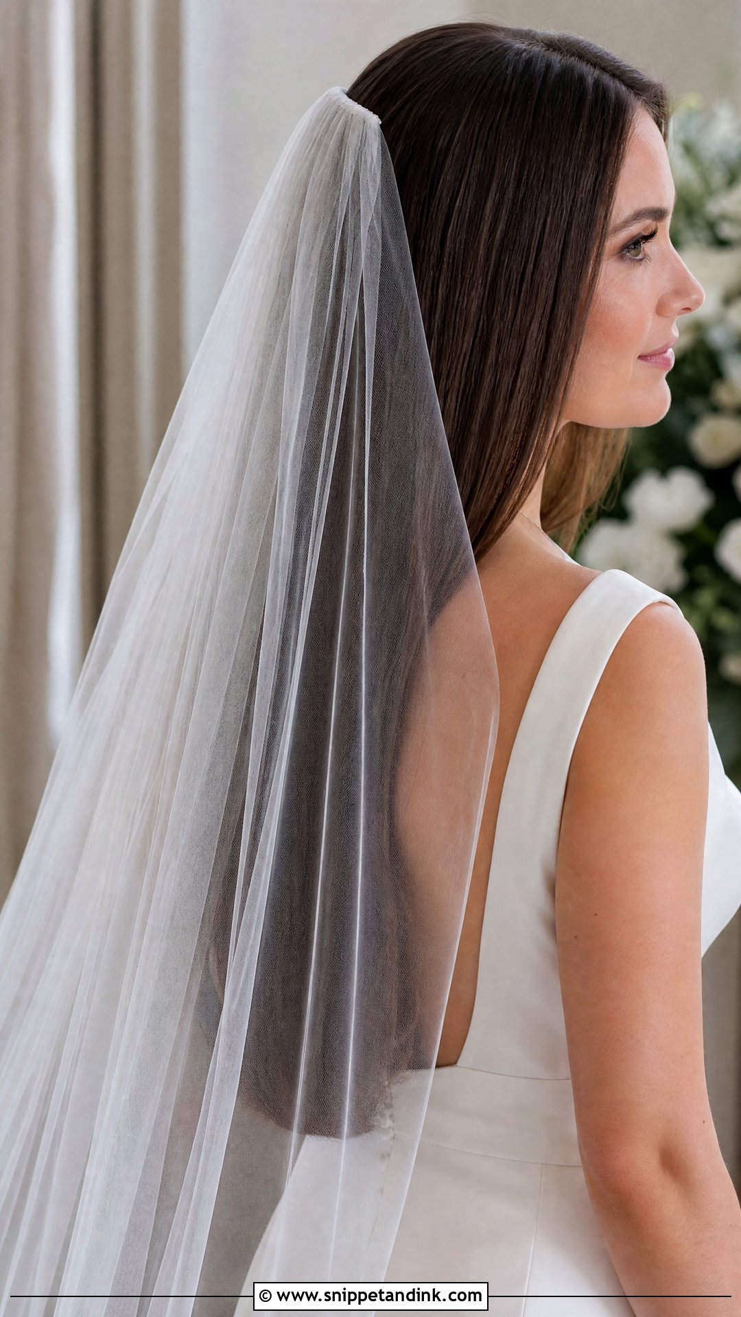 Long Sleek Hair with a Veil - Snippet and Ink - 20 Long Wedding Hair All Down Ideas