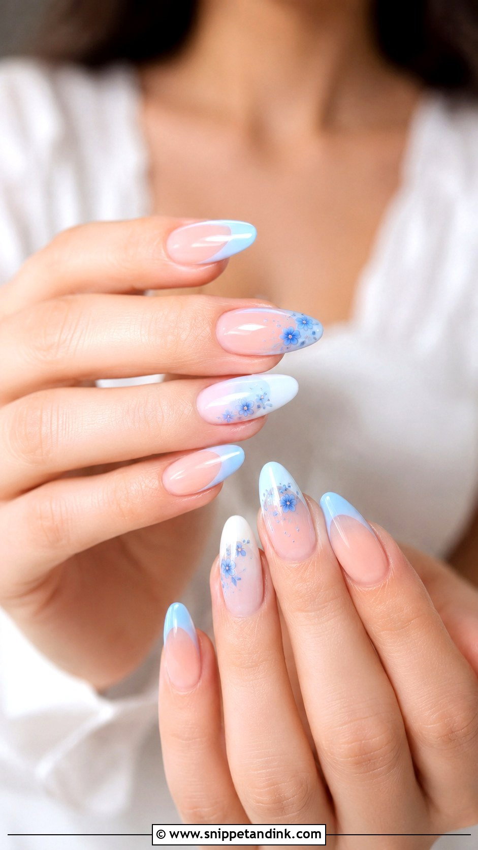 Long Something Blue Wedding Nails - Snippet and Ink - 20 Long Wedding Nails