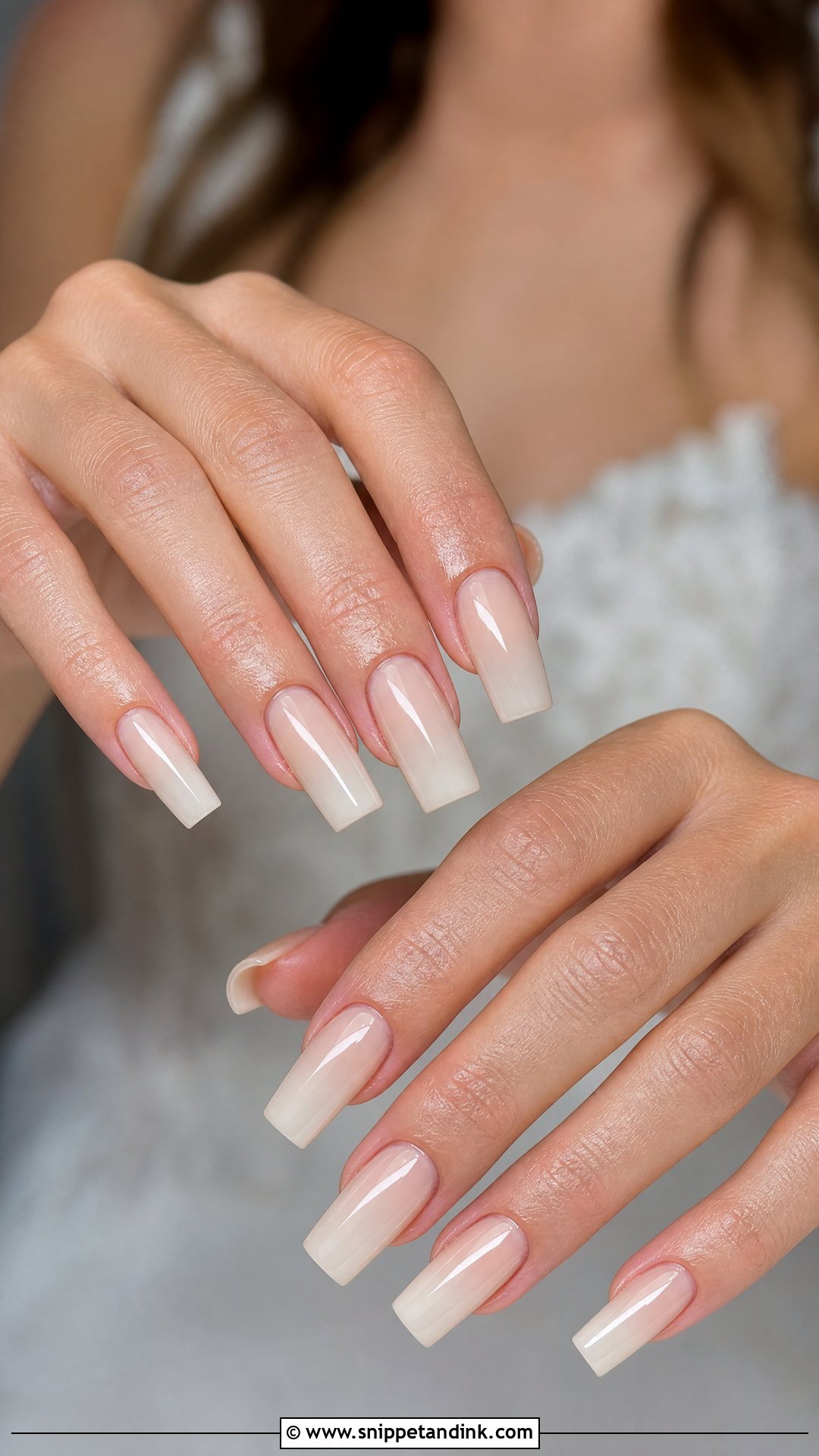 Long Square Bridal Nails - Snippet and Ink - 25 Square Bridal Nails
