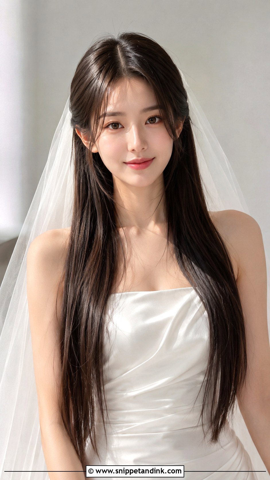Long Straight Bridal Hairstyle - Snippet and Ink - 15 Latest Bridal Hairstyles Brides