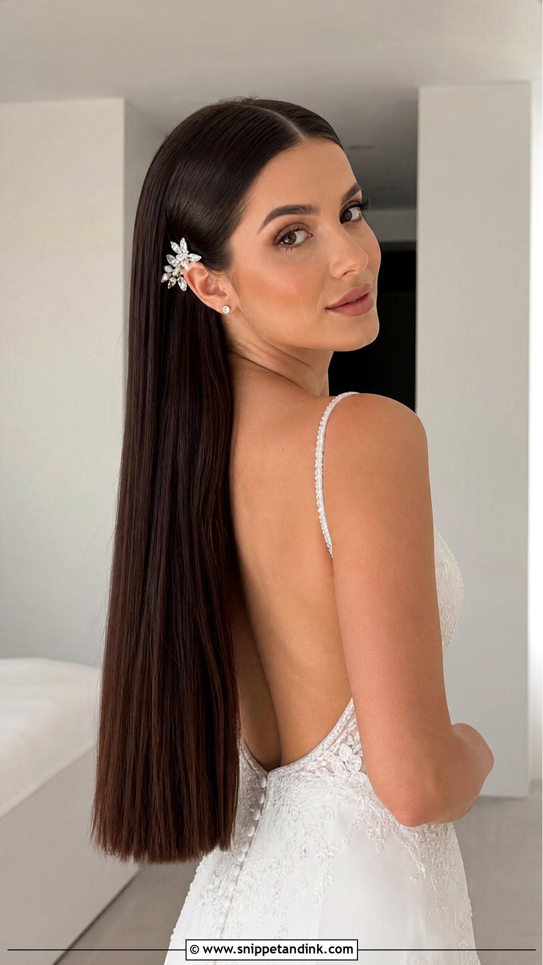Long Straight Hair Wedding Hairstyle - Snippet and Ink - 20 Wedding Hairstyles with Straight Hair