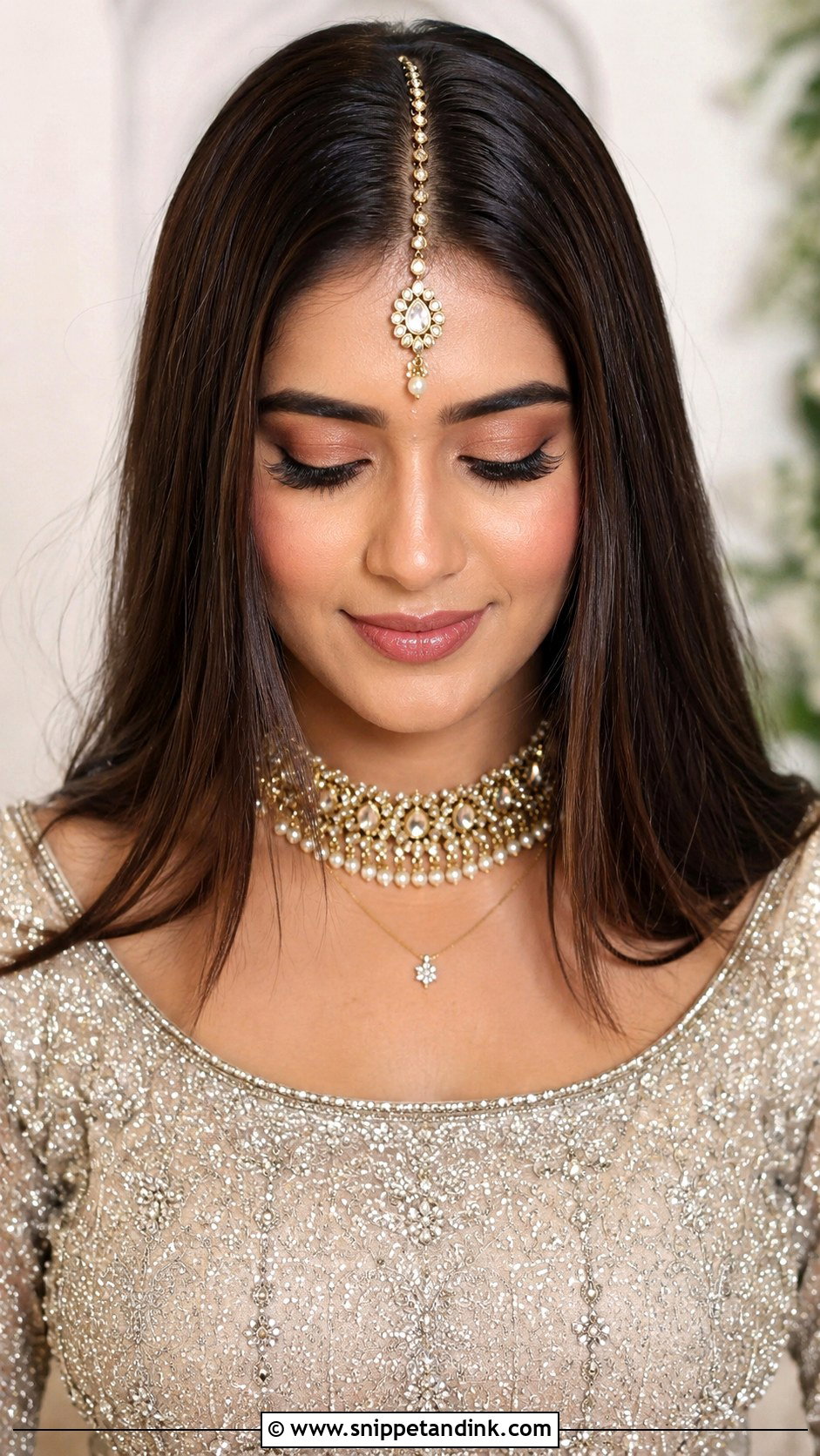 Long Straight Hair With Center Part - Snippet and Ink - 25 Muslim Bridal Hairstyles