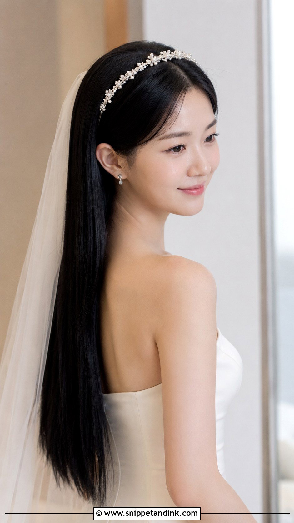 Long Straight Hair With Headband - Snippet and Ink - 25 Hair Down Wedding Hairstyles
