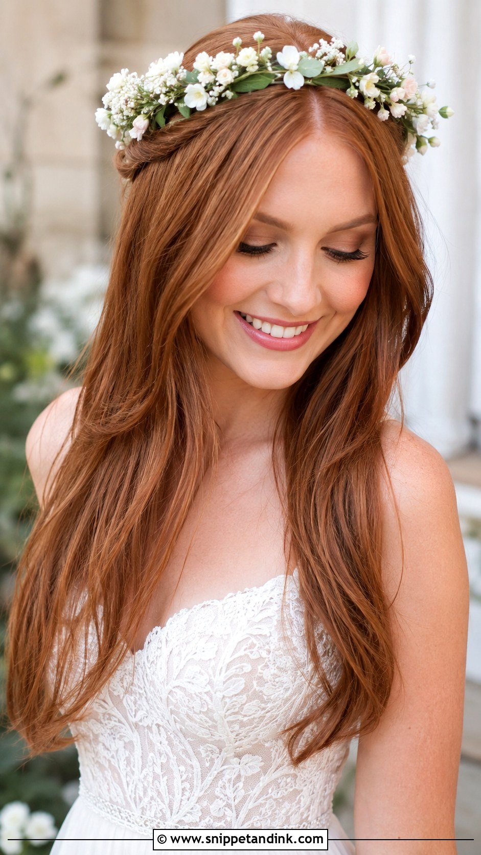 Long Straight Hair With Soft Layers - Snippet and Ink - 25 Straight Bridal Hair Ideas