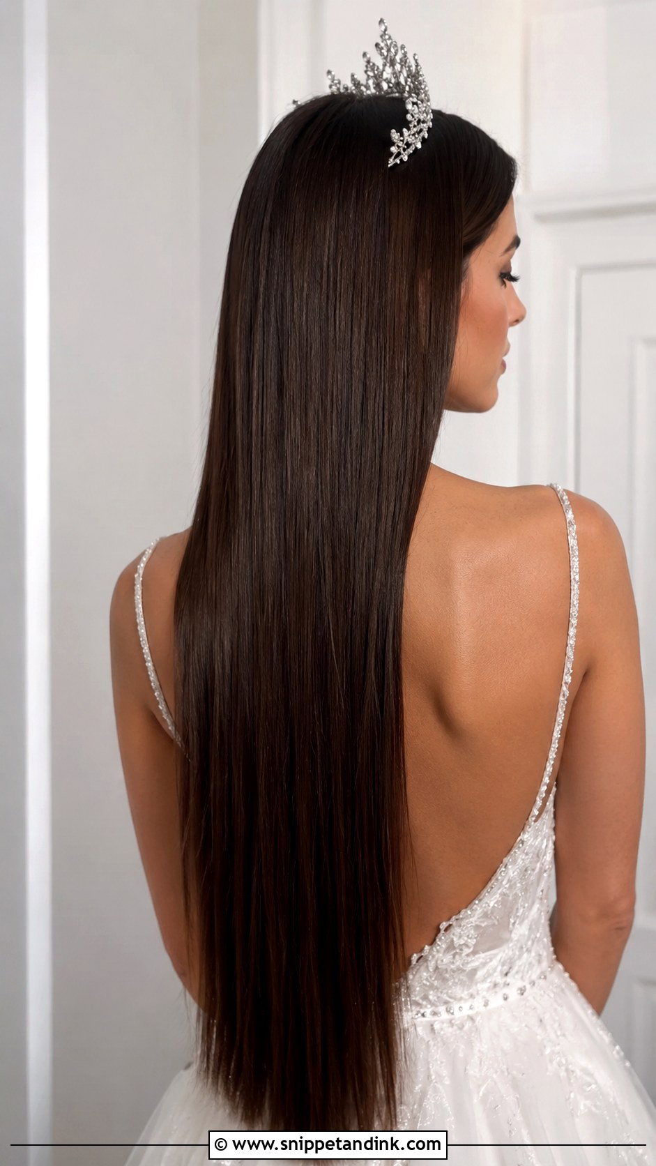 Long Straight Hair With Tiara - Snippet and Ink - 25 Wedding Hair with Tiara Ideas