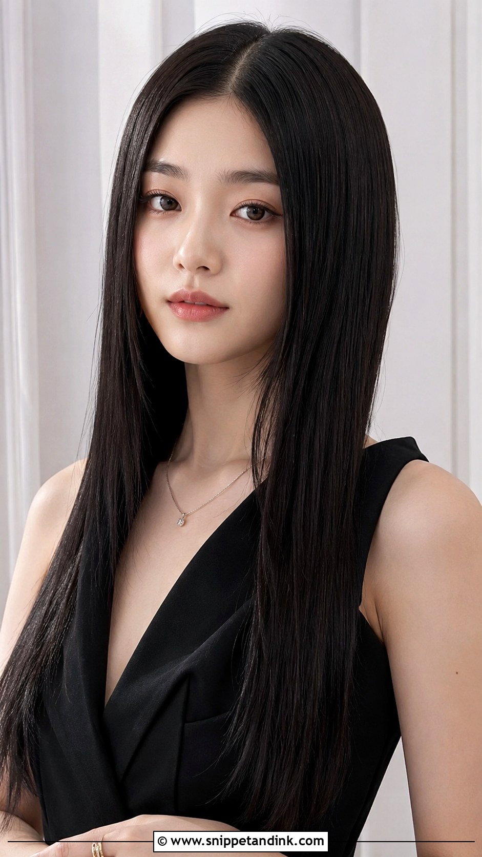 Long Straight Hair with Center Part for Wedding - Snippet and Ink - 20 Hair Down for Wedding Ideas