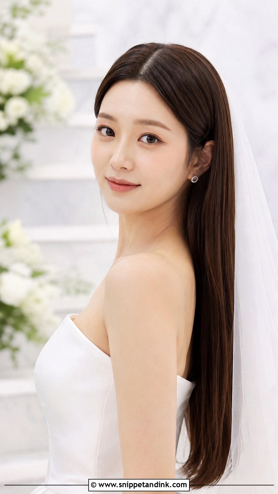 Long Straight Sleek Hair With Clip In Extensions - Snippet and Ink - 20 Wedding Hair Extensions