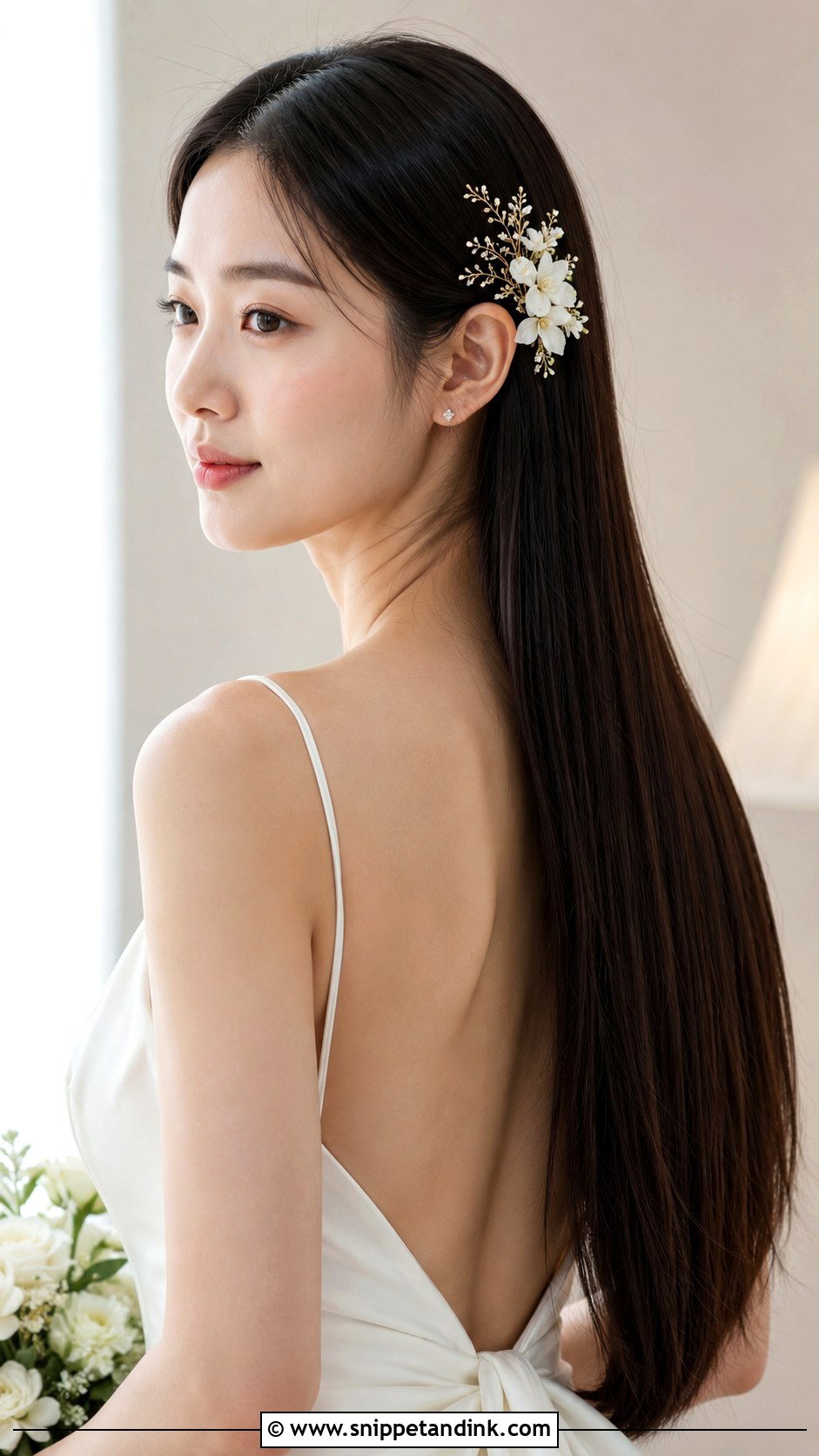 Long Straight Wedding Hair With Flowers - Snippet and Ink - 15 Wedding Hairstyles for Long Hair with Flowers