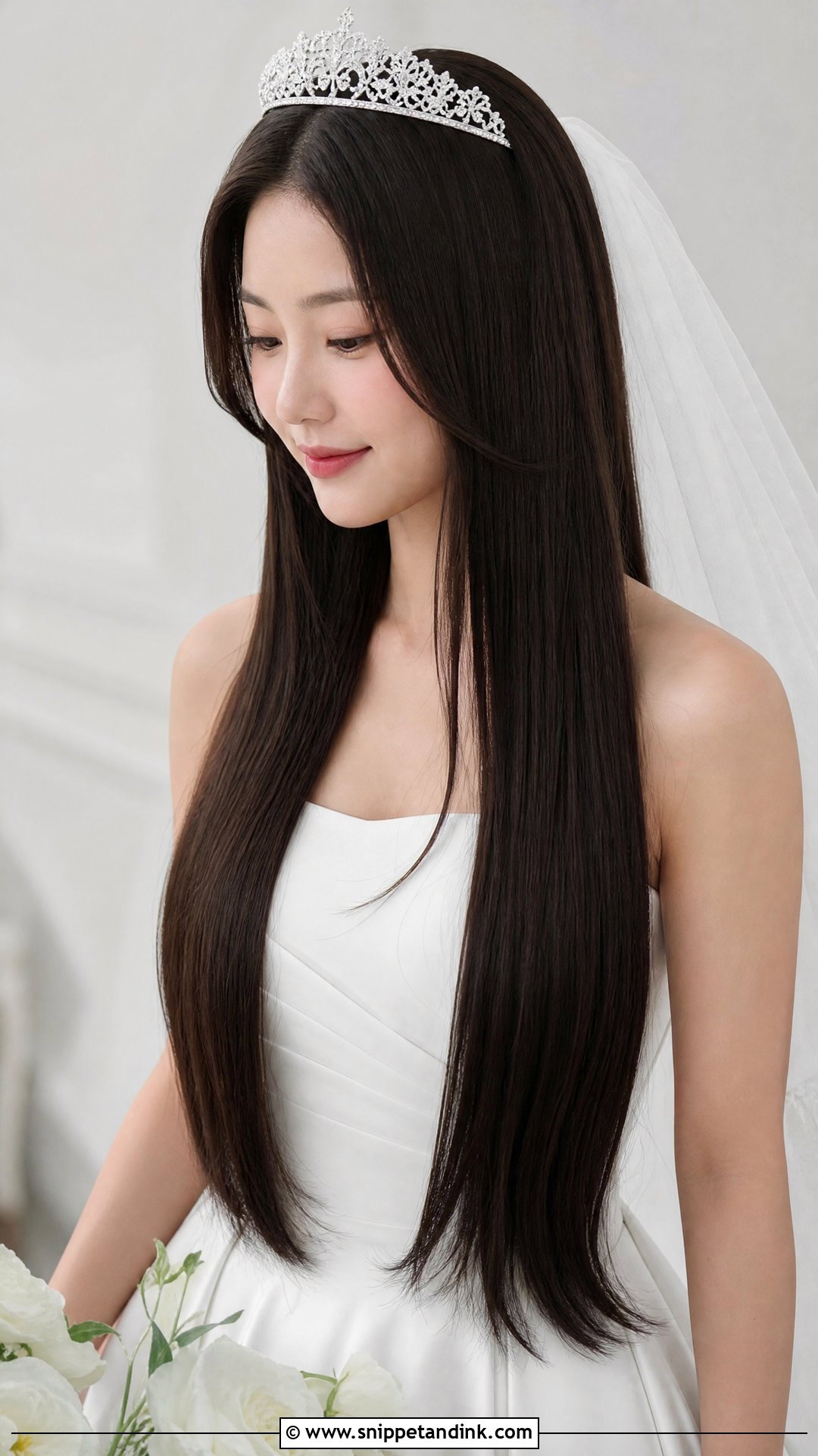 Long Straight Wedding Hair With Tiara - Snippet and Ink - 20 Wedding Hairstyle with Tiara Ideas