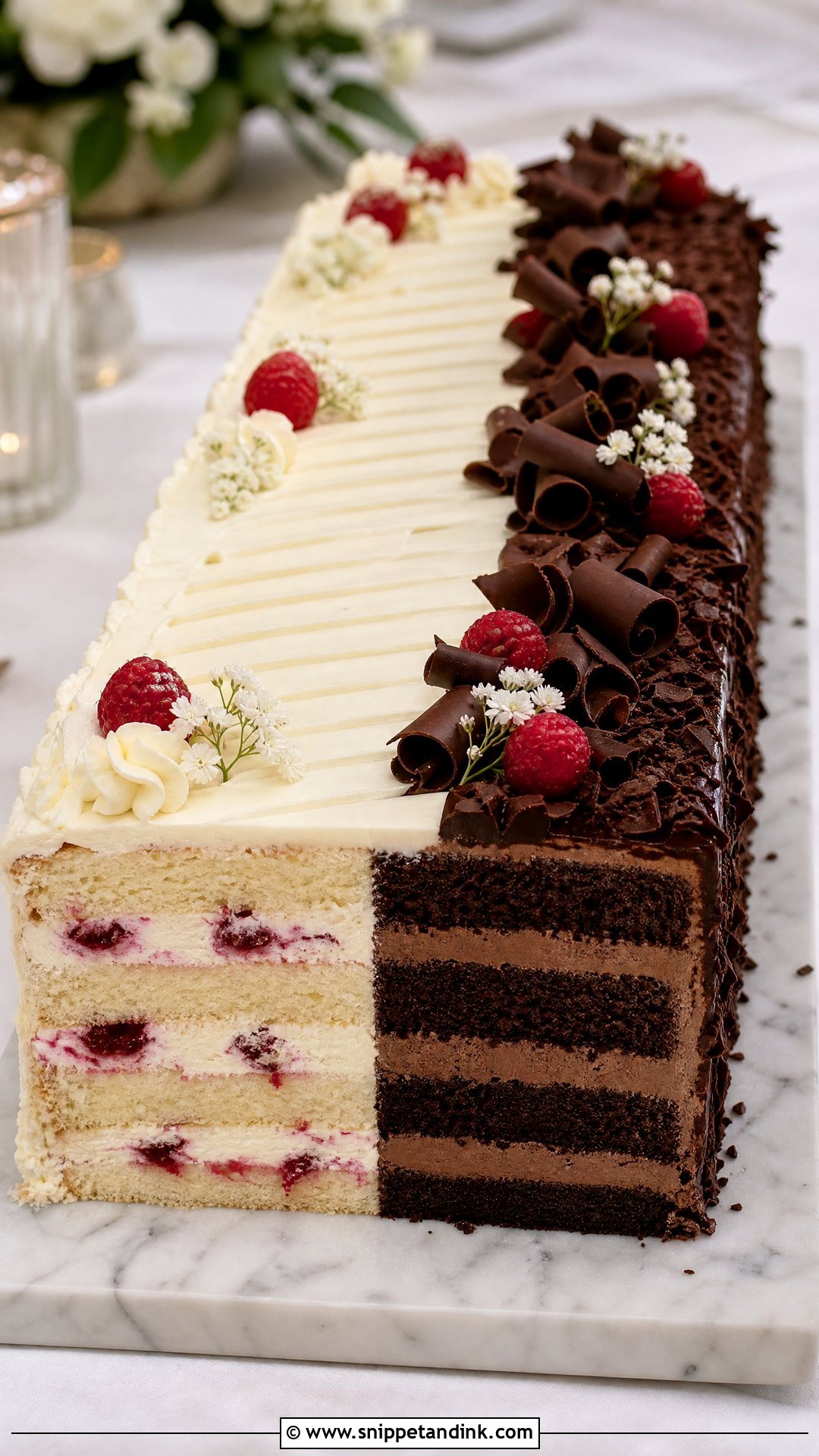 Long Two Flavor Wedding Cake - Snippet and Ink - 20 Long Wedding Cake Ideas