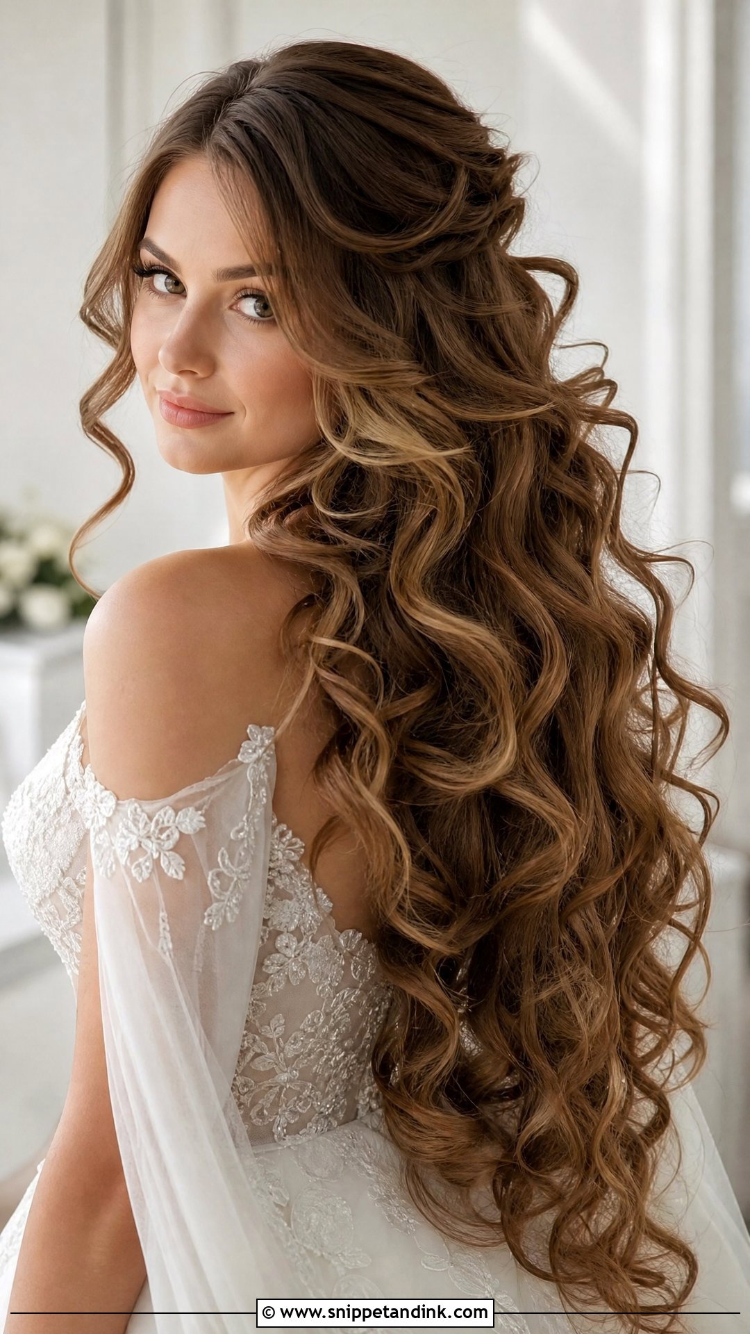 Long Voluminous Curls Wedding Hair - Snippet and Ink - 20 Big Curls Wedding Hair