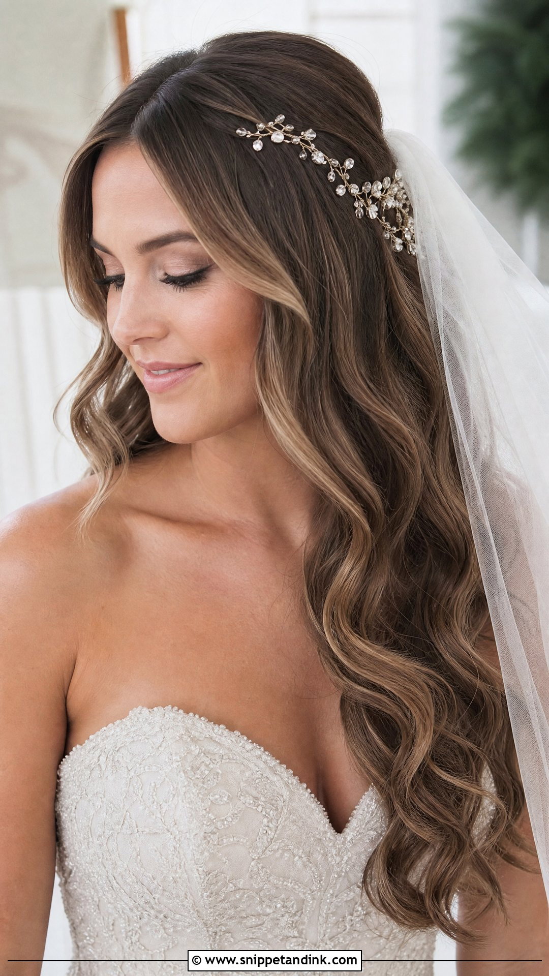 Long Waves Bridal Hair For Round Face - Snippet and Ink - 15 Bridal Hair for Round Face Brides