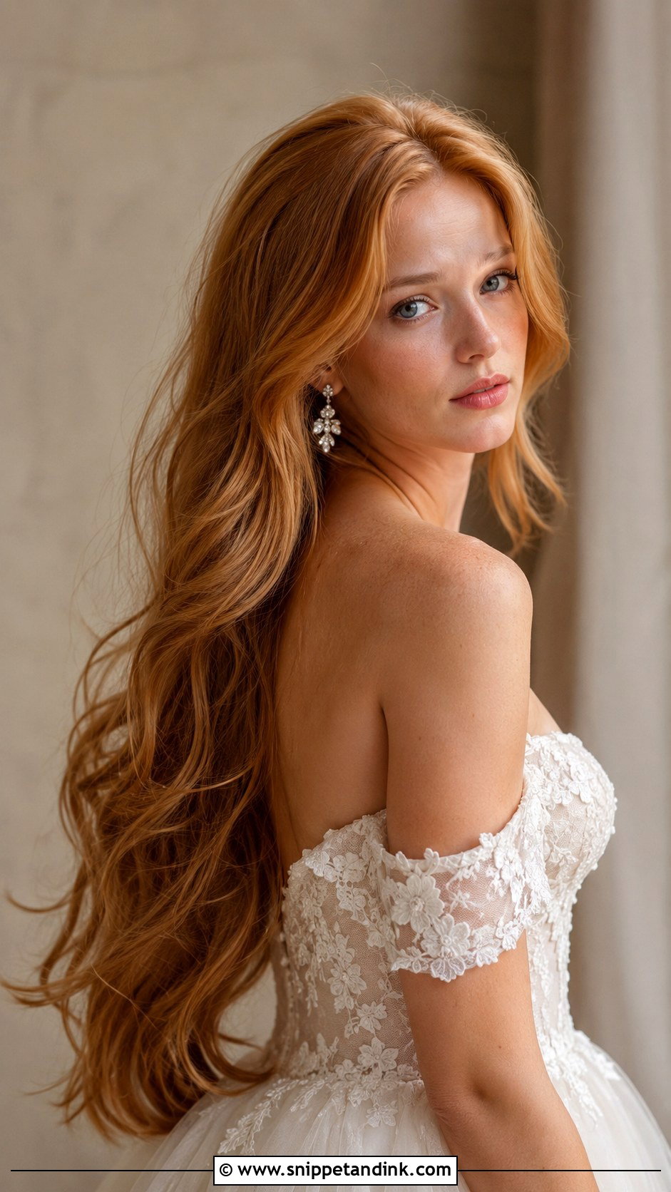 Long Waves For Off Shoulder Dress - Snippet and Ink - 15 Wedding Hairstyles for Off Shoulder Dress