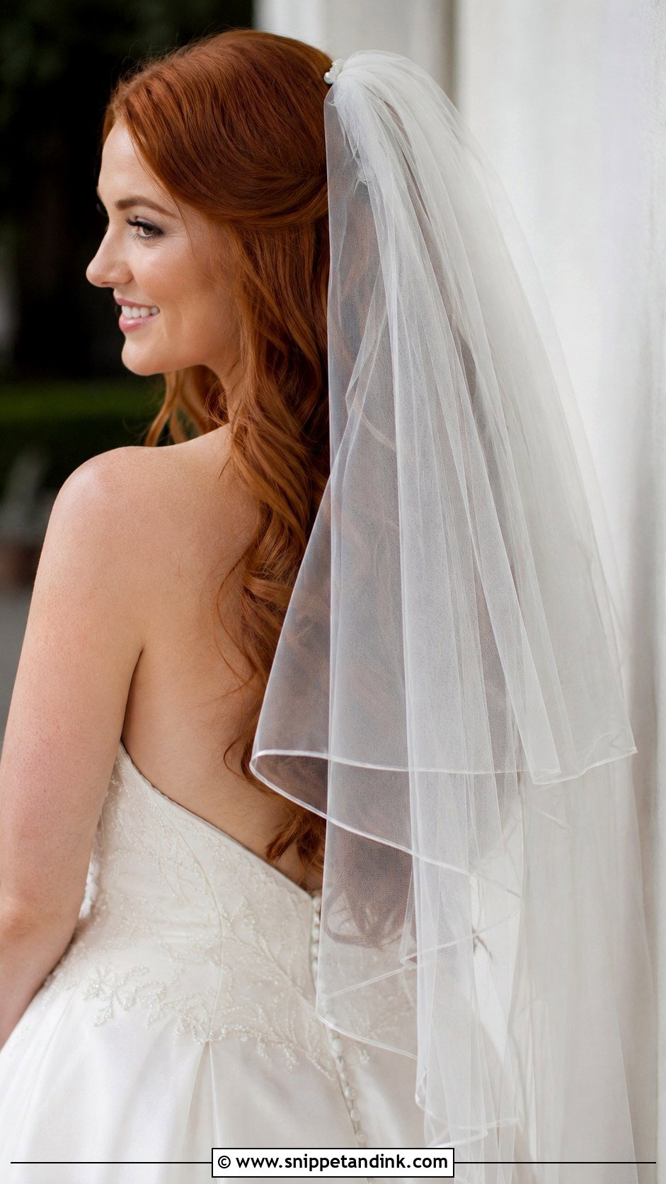 Long Waves With Two Tier Veil - Snippet and Ink - 25 Hair Down with Veil Ideas