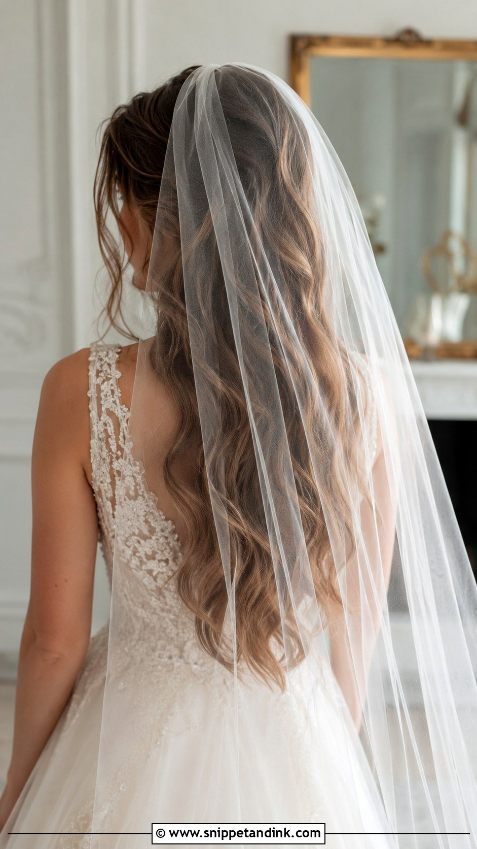 Long Wavy Hair With Veil - Snippet and Ink - 25 Hair Down Wedding Hairstyles