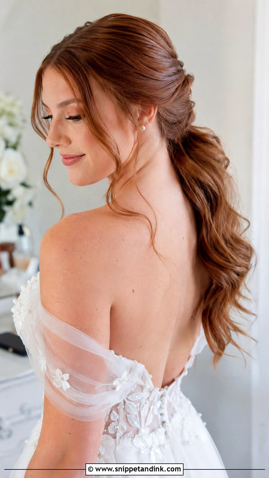 Long Wavy Ponytail Wedding Hairstyle - Snippet and Ink - 15 Long Ponytail Wedding Hairstyles