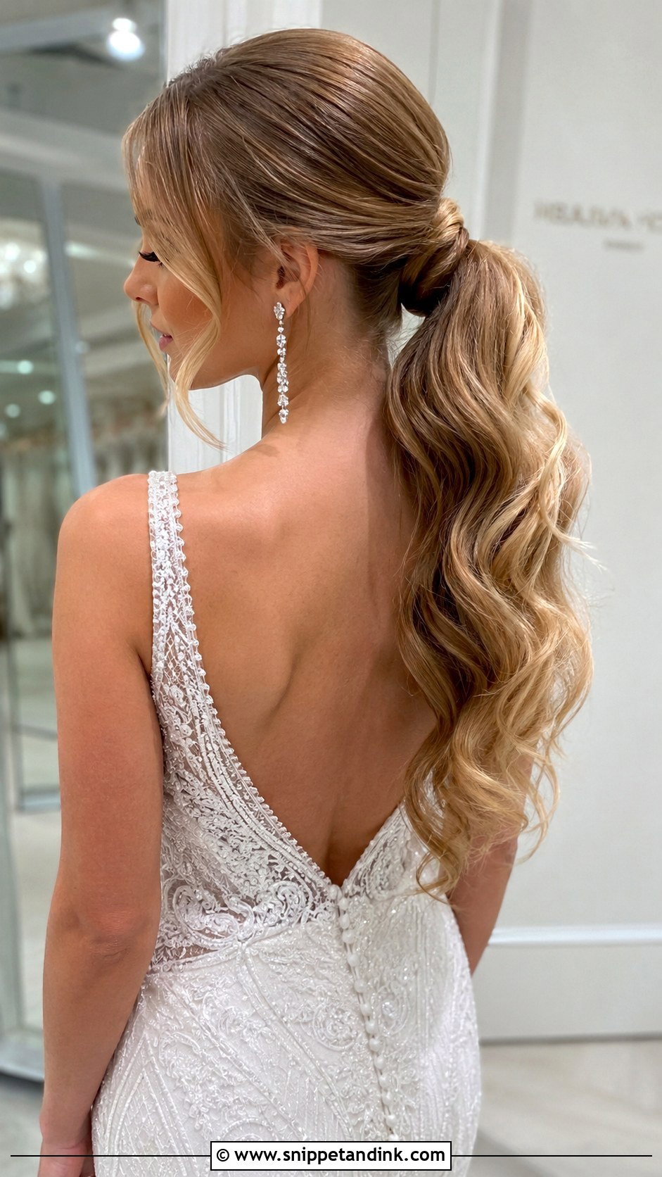 Long Wavy Ponytail for Bride - Snippet and Ink - 25 Pony Hairstyles for Wedding