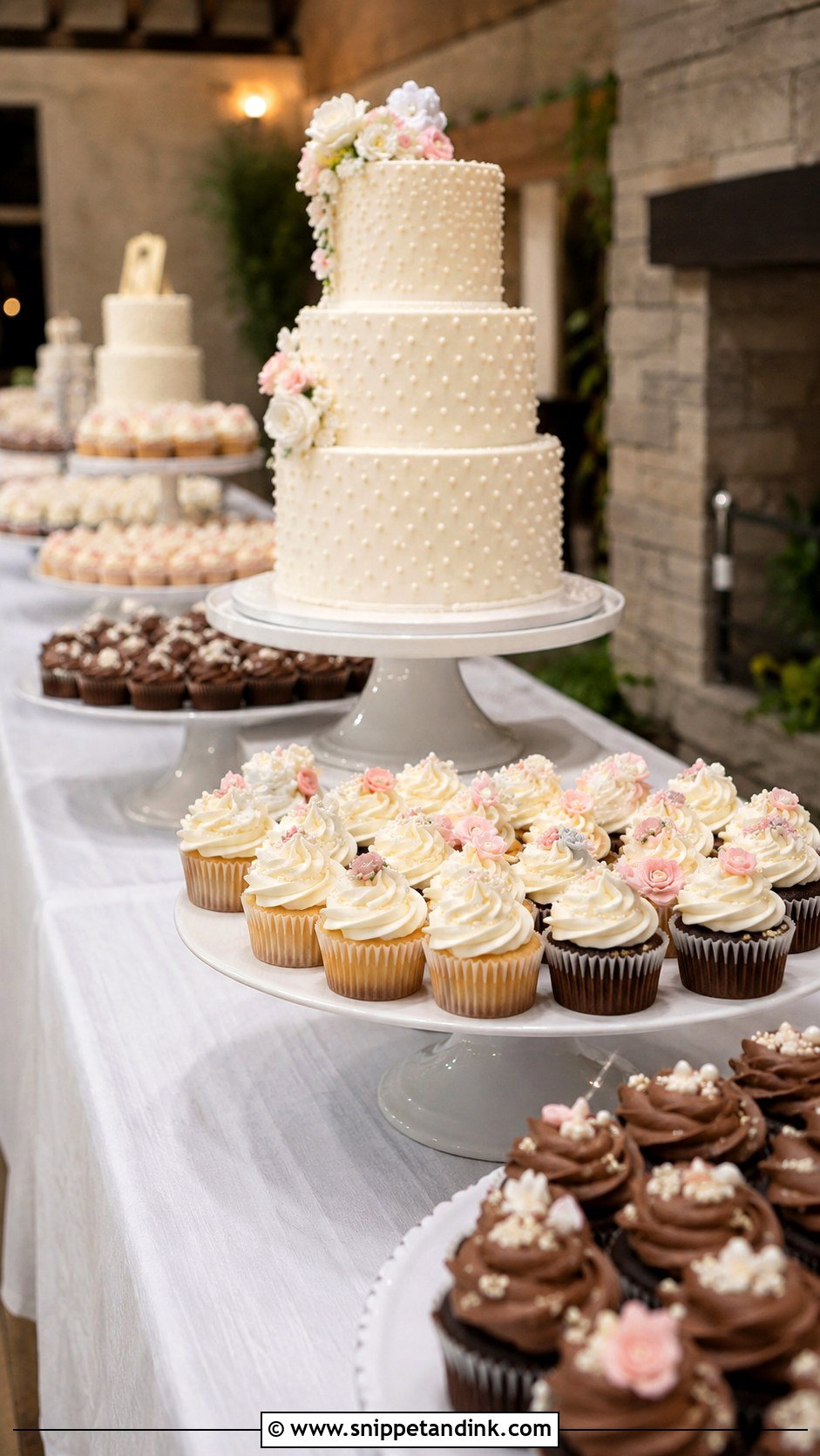 Long Wedding Cake Table With Cupcakes - Snippet and Ink - 20 Wedding Cake Table Ideas with Cupcakes