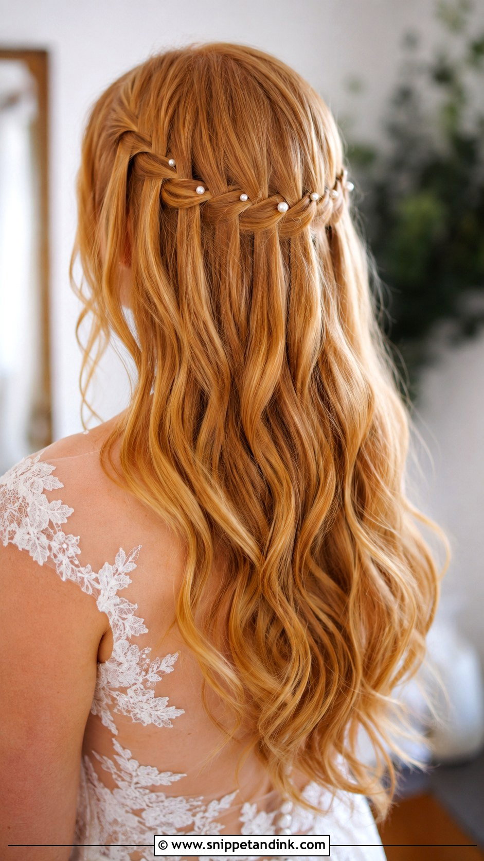 Long Wedding Hair Down With A Waterfall Braid - Snippet and Ink - 15 Wedding Hair for Long Hair Down Ideas