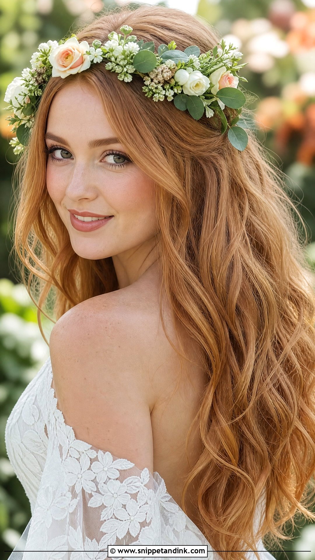 Long Wedding Hair Down With Flower Crown - Snippet and Ink - 20 Wedding Long Hairstyles Down