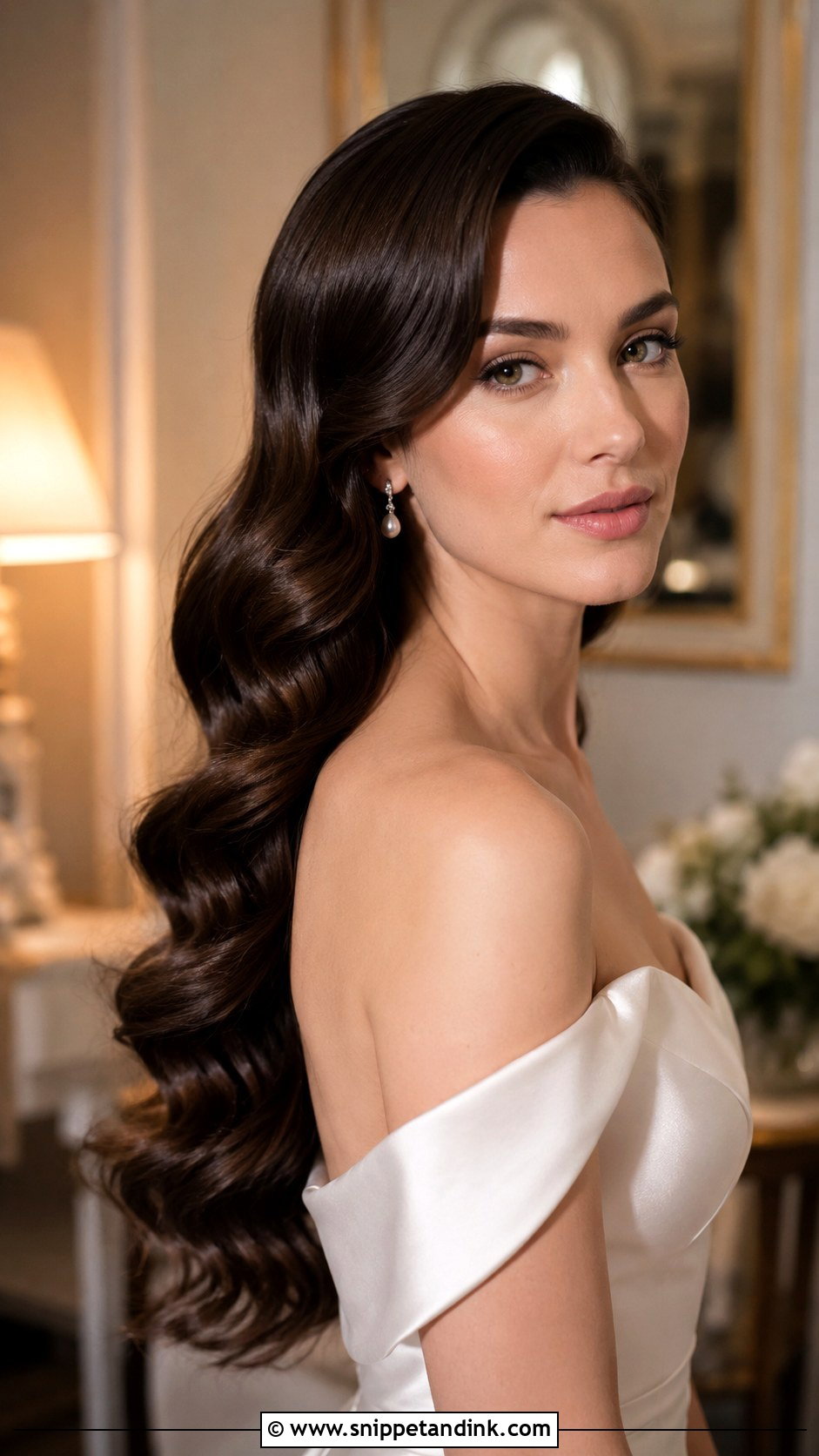 Long Wedding Hair Down With Hollywood Waves - Snippet and Ink - 15 Wedding Hair for Long Hair Down Ideas