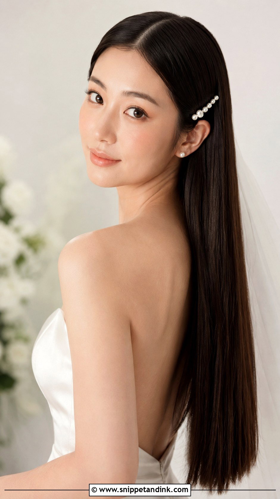 Long Wedding Hair Down With Sleek Straight Hair - Snippet and Ink - 15 Wedding Hair for Long Hair Down Ideas