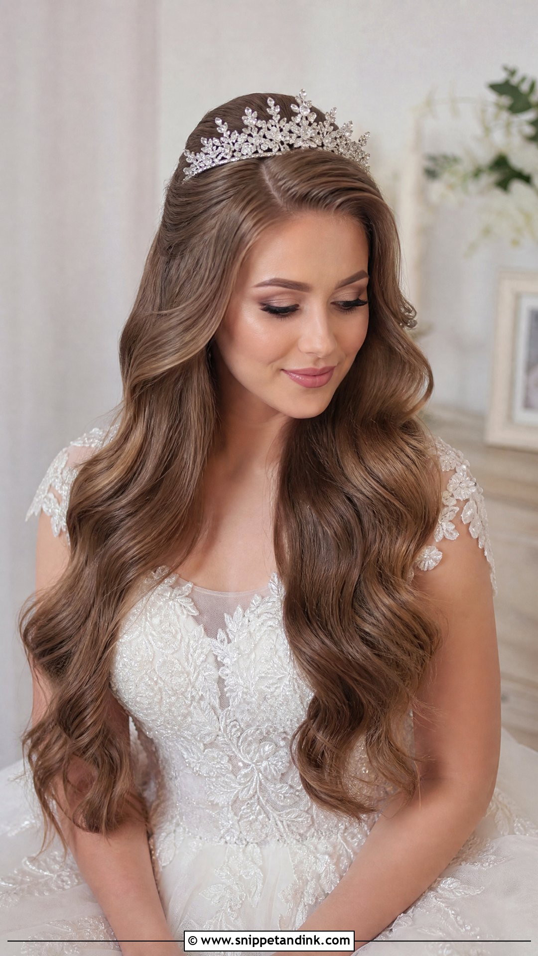 Long Wedding Hair Down With Tiara - Snippet and Ink - 20 Wedding Long Hairstyles Down