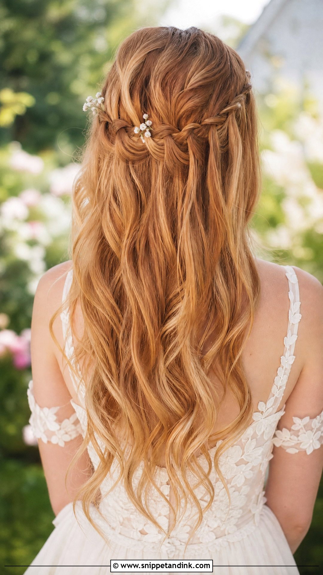 Long Wedding Hair Down With Waterfall Braid - Snippet and Ink - 20 Wedding Long Hairstyles Down