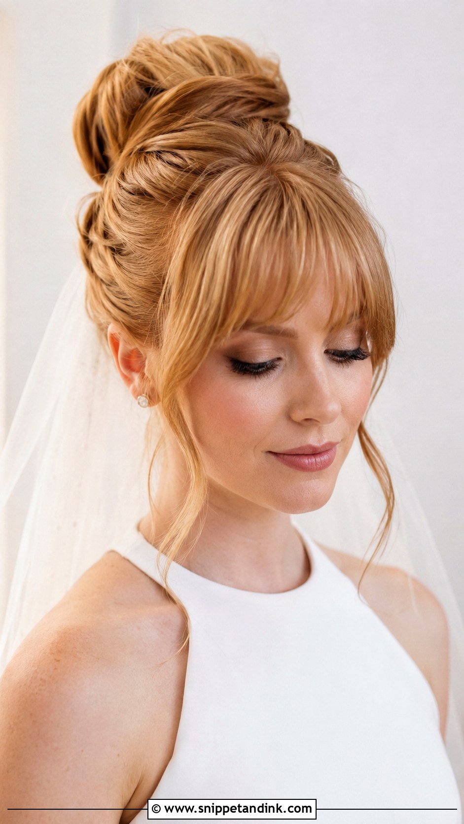 Long Wedding Hair High Bun With Bangs - Snippet and Ink - 15 Long Wedding Hair with Bangs